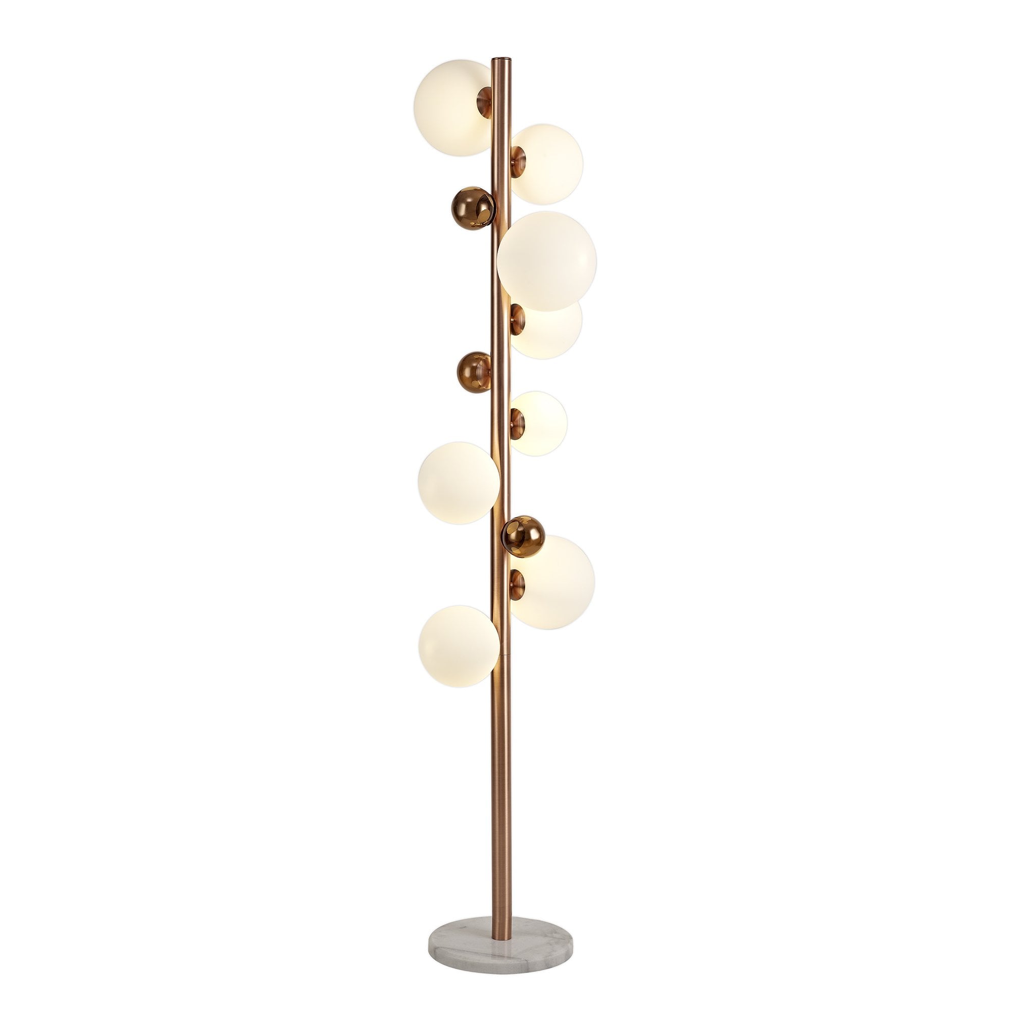 Floor Lamp, 8 x G9, Antique Copper/Opal & Copper Glass