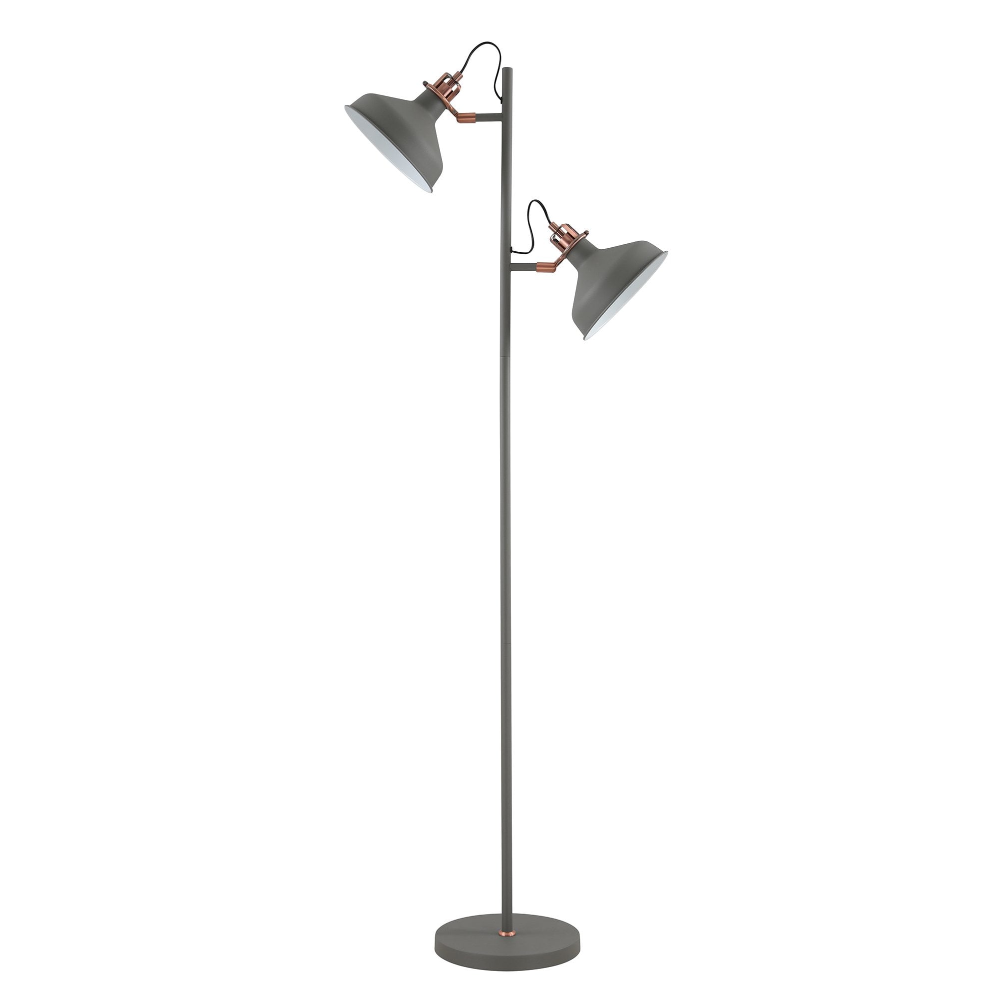 Floor Lamp, 2 x E27, Sand Grey/Copper/White