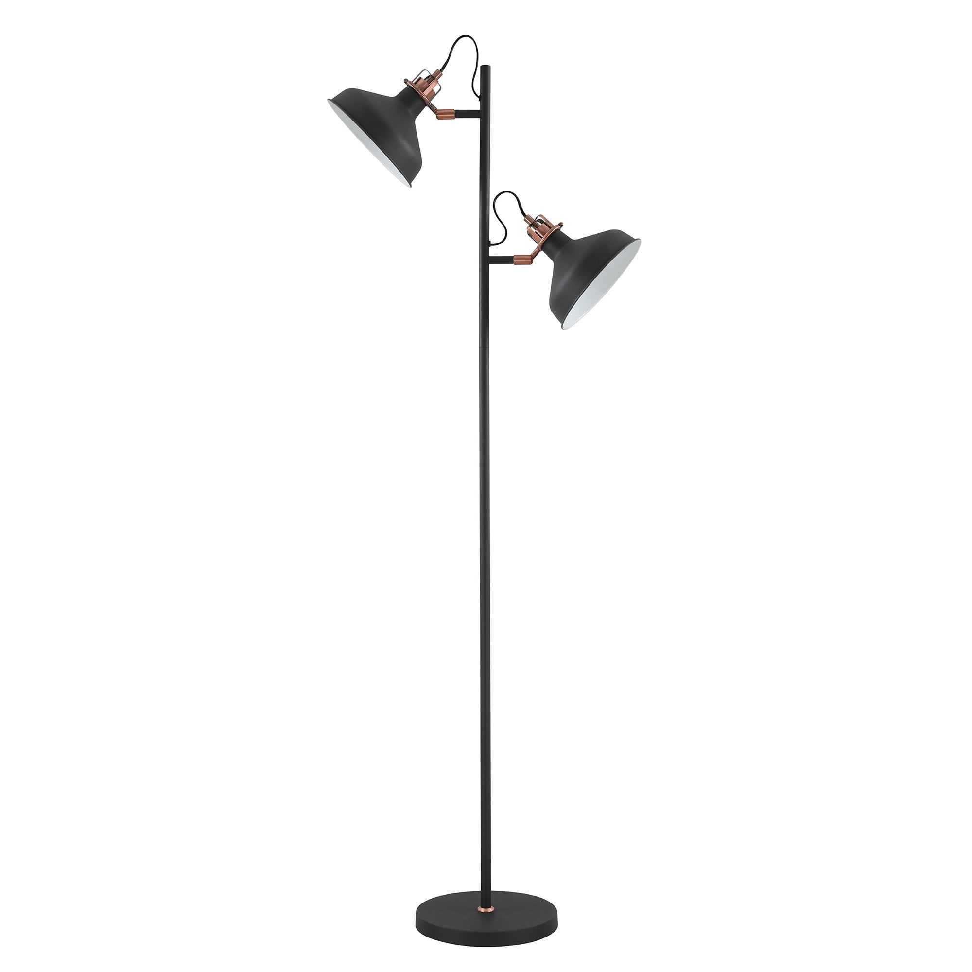 Floor Lamp, 2 x E27, Sand Back/Copper/White