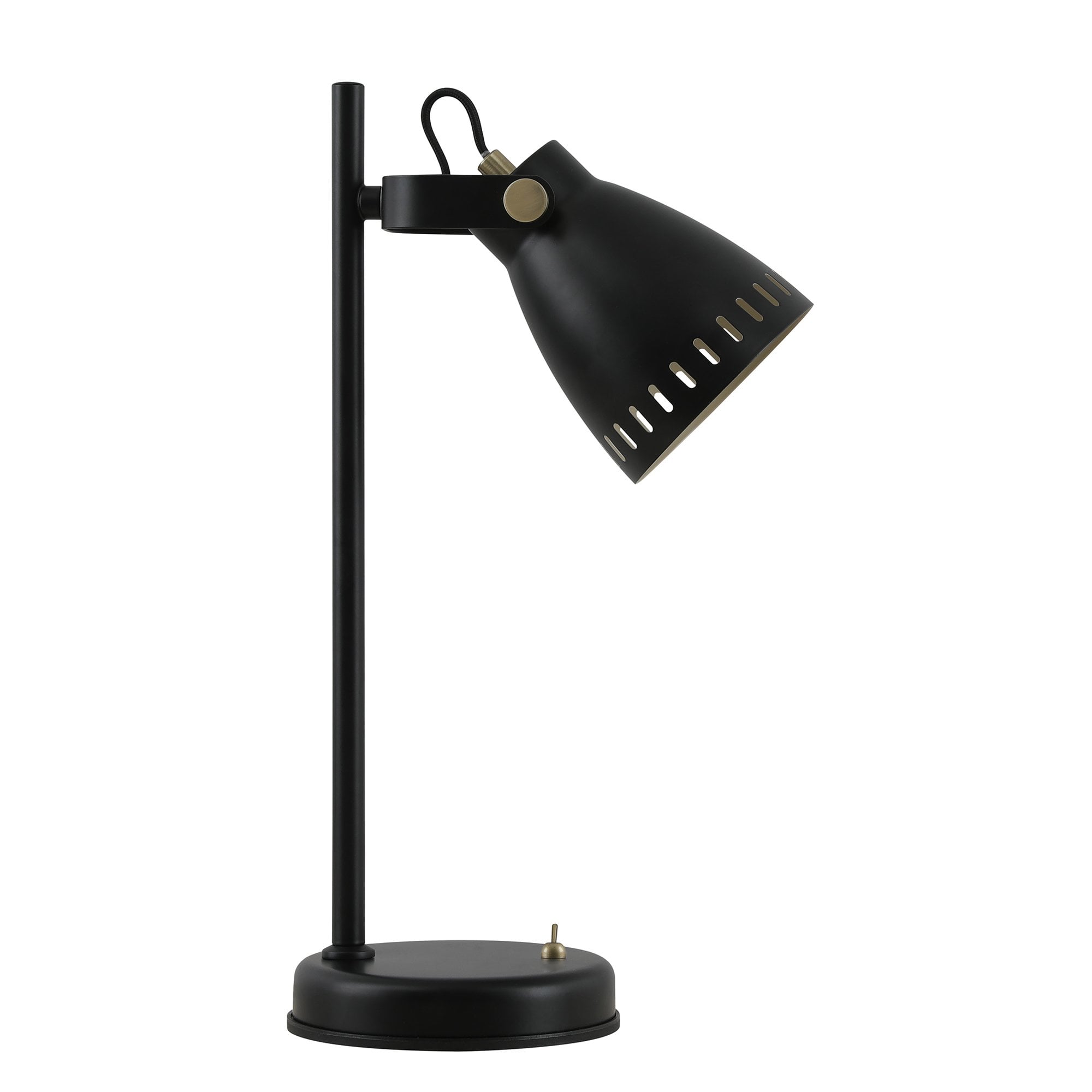 Adjustable Table Lamp, 1 x E27, Matt Black/Antique Brass/Khaki