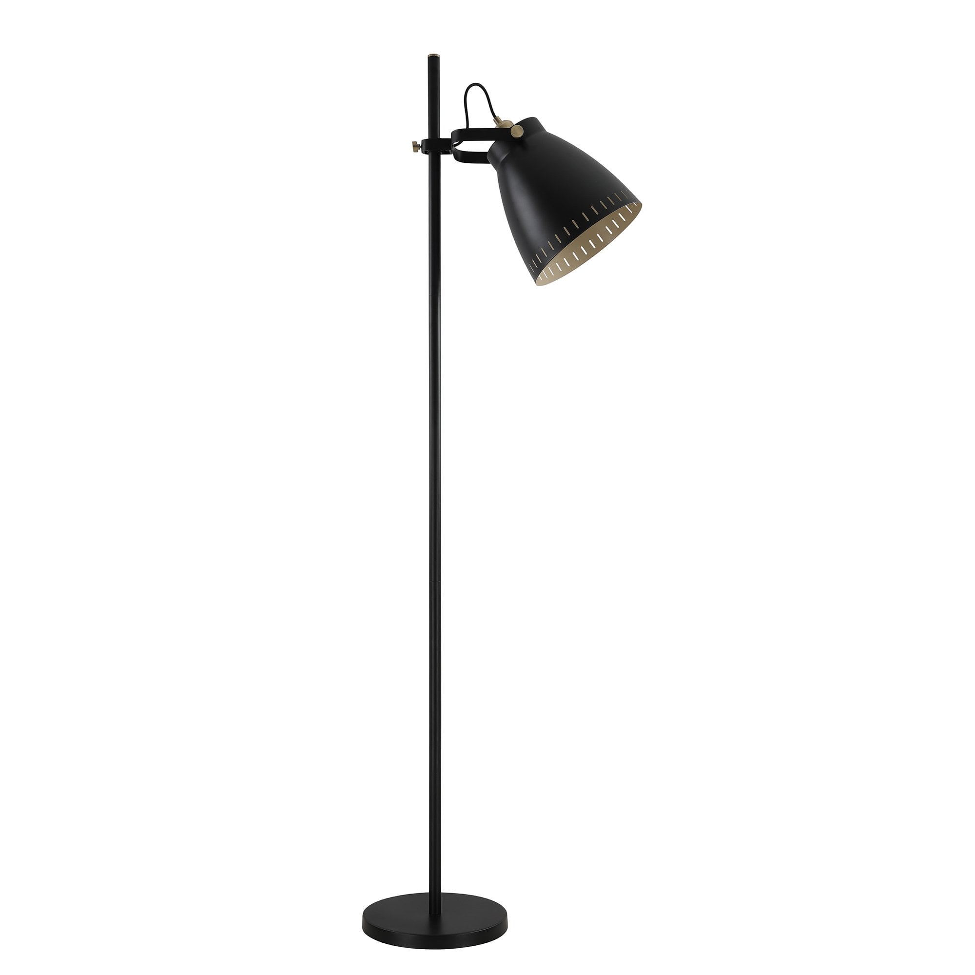 Adjustable Floor Lamp, 1 x E27, Matt Black/Antique Brass/Khaki