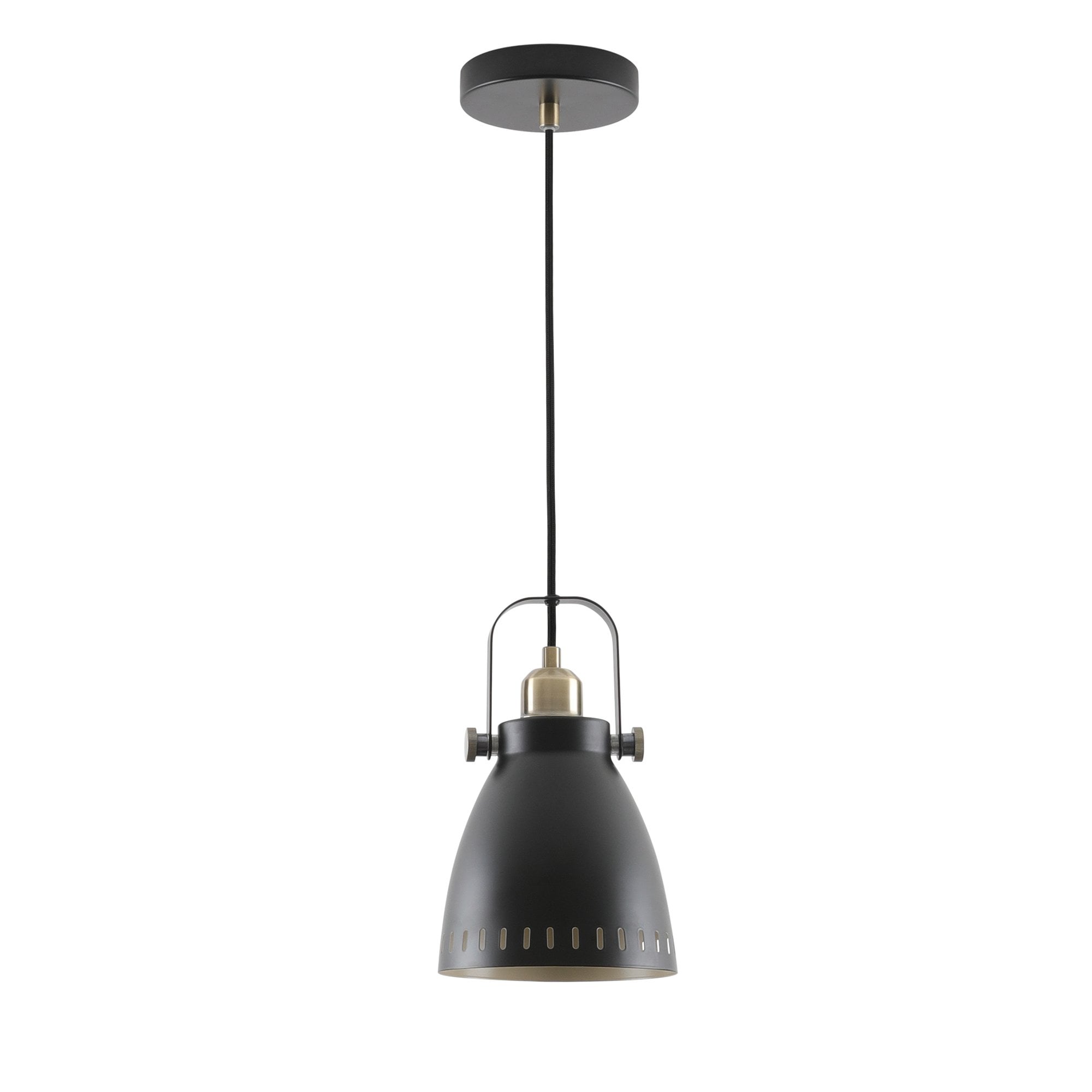 Small Pendant, 1 x E27, Matt Black/Antique Brass/Khaki