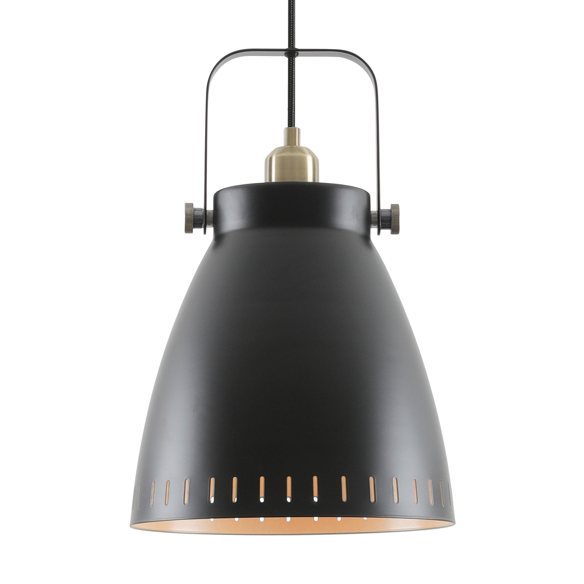 Large Pendant, 1 x E27, Matt Black/Antique Brass/Khaki