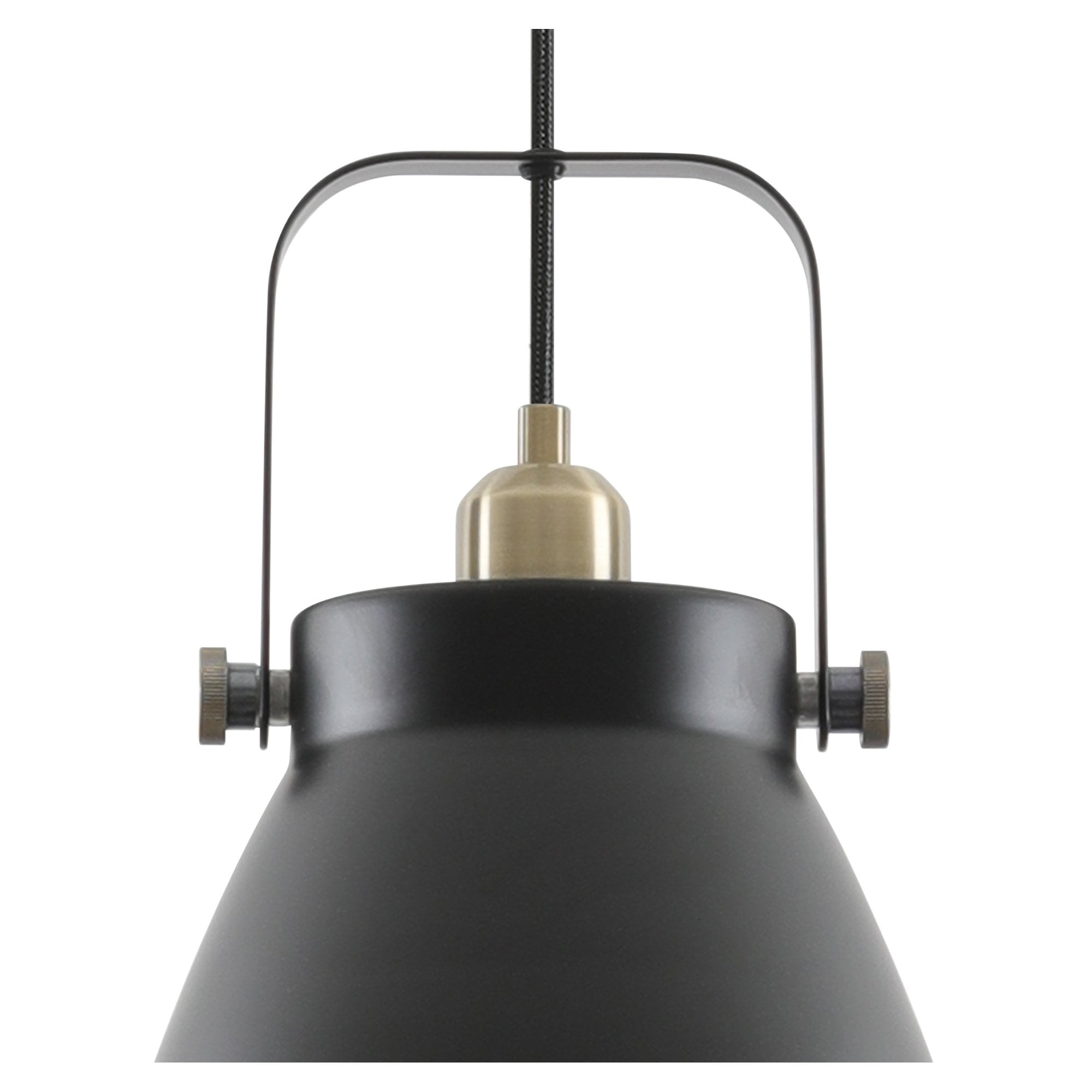 Large Pendant, 1 x E27, Matt Black/Antique Brass/Khaki