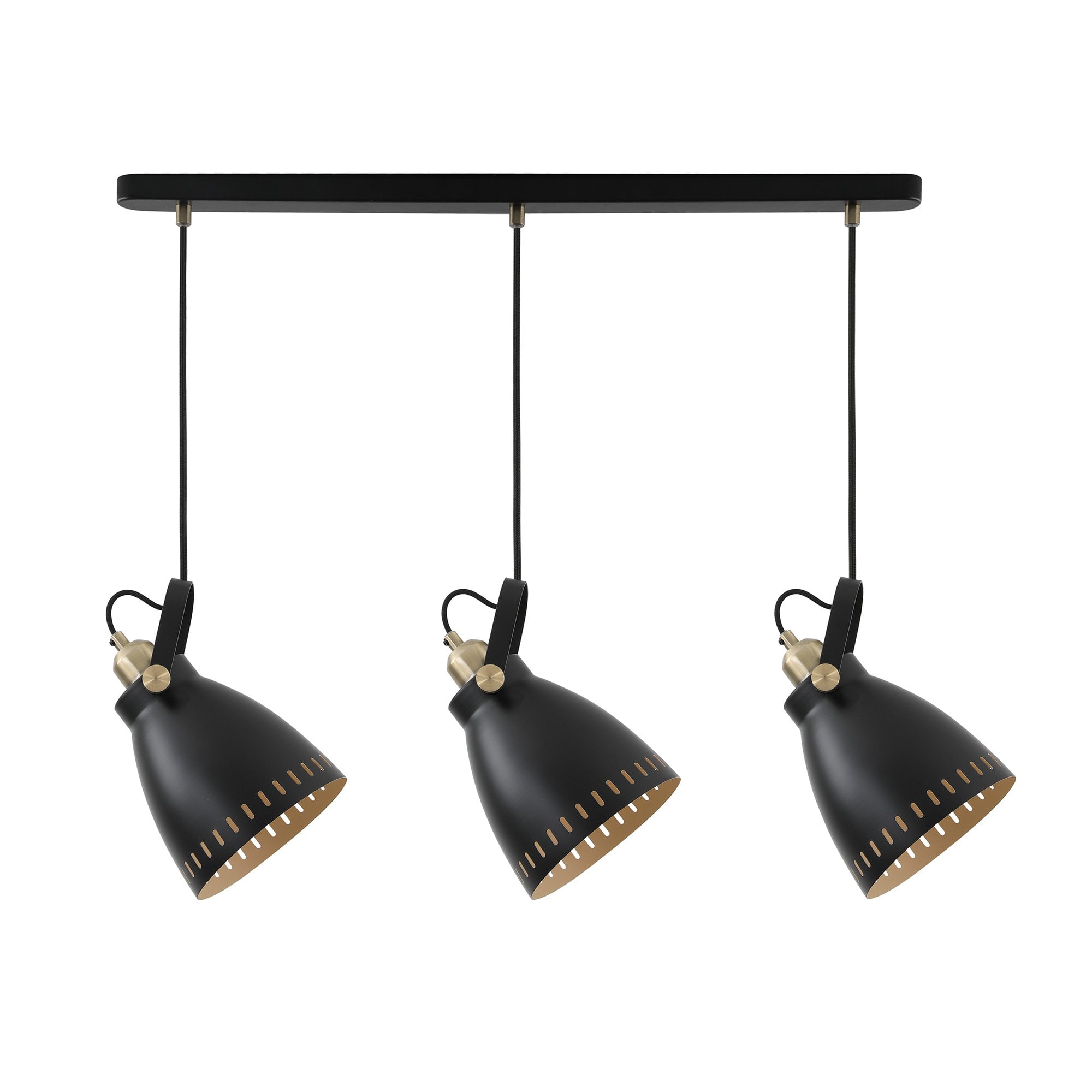 Linear Pendant, 3 x E27, Matt Black/Antique Brass/Khaki