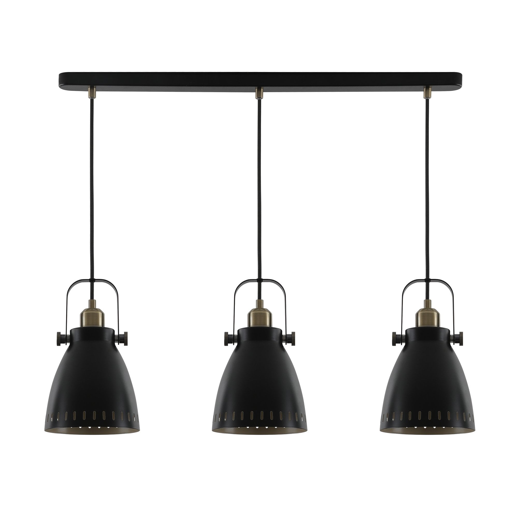 Linear Pendant, 3 x E27, Matt Black/Antique Brass/Khaki