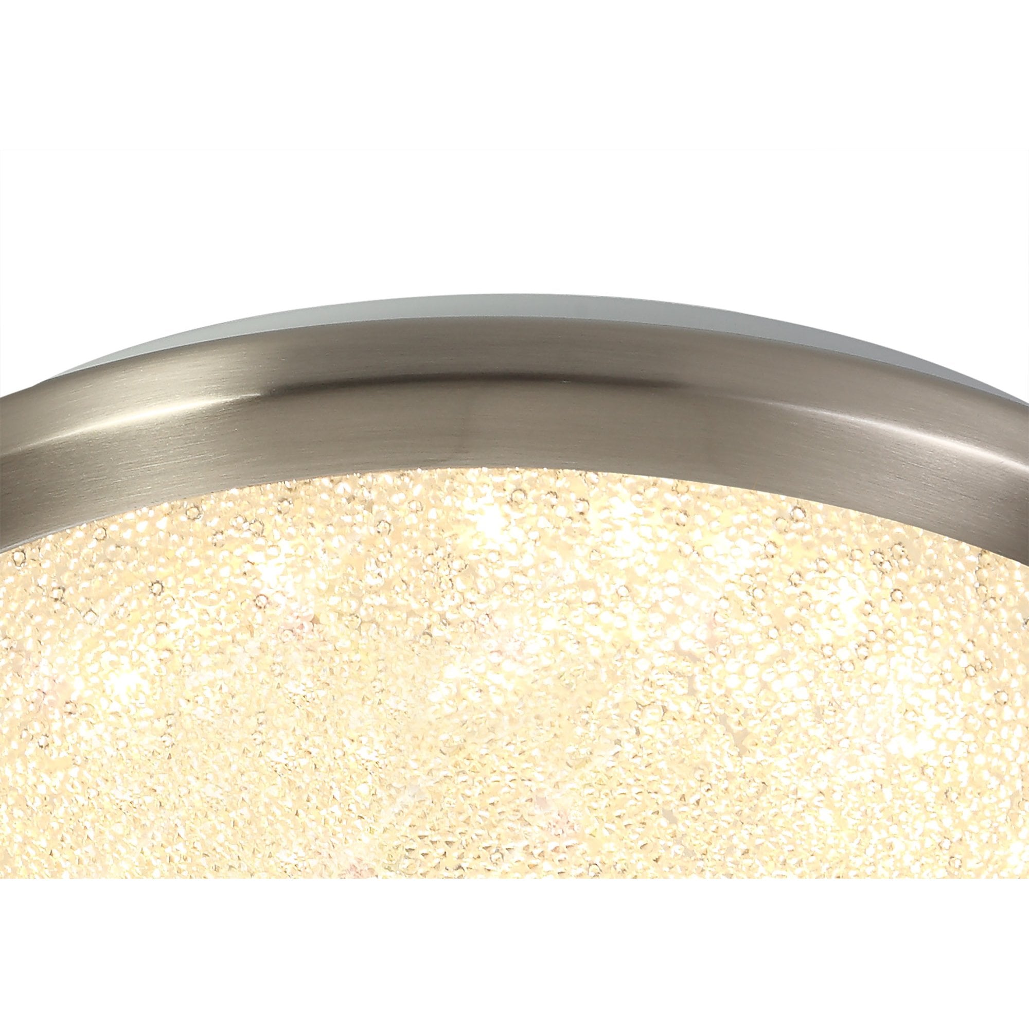 Ceiling, 30cm 1 x 12W LED, 3000K, 750lm, IP44, Satin Nickel/Crystaline, 3yrs Warranty