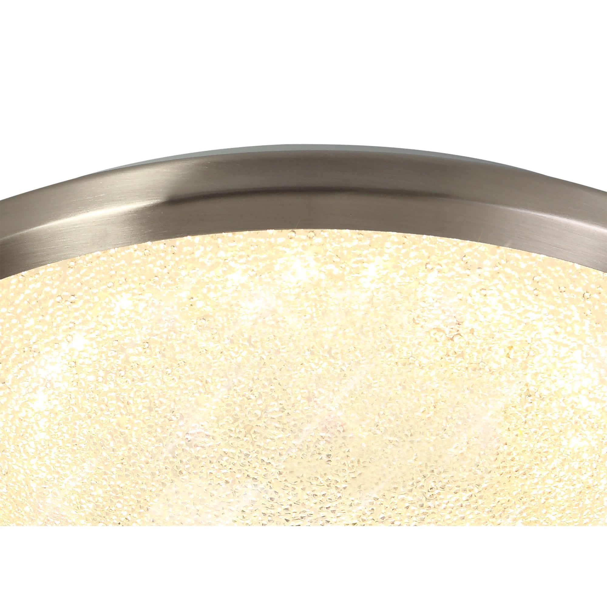 Ceiling, 36cm 1 x 18W LED, 3000K, 1044lm, IP44, Satin Nickel/Crystaline, 3yrs Warranty