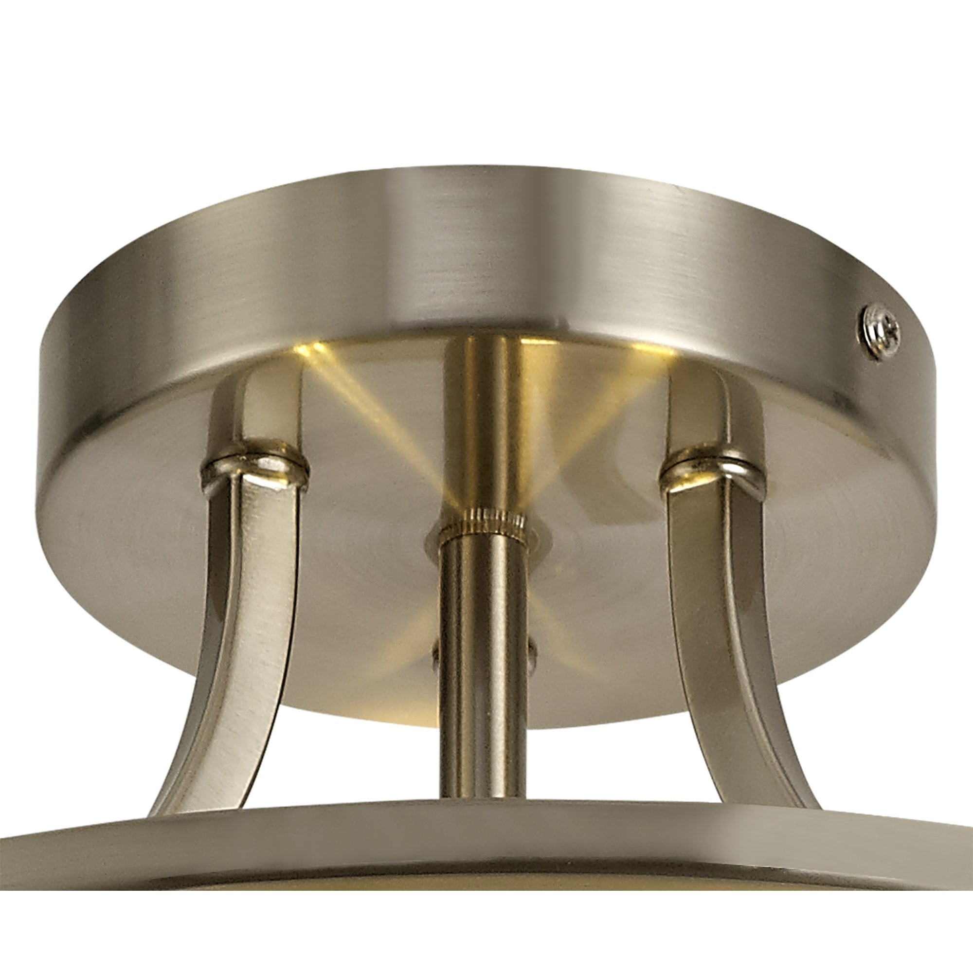 Semi-Flush Ceiling, 3 Light E27, Satin Nickel/Frosted Glass