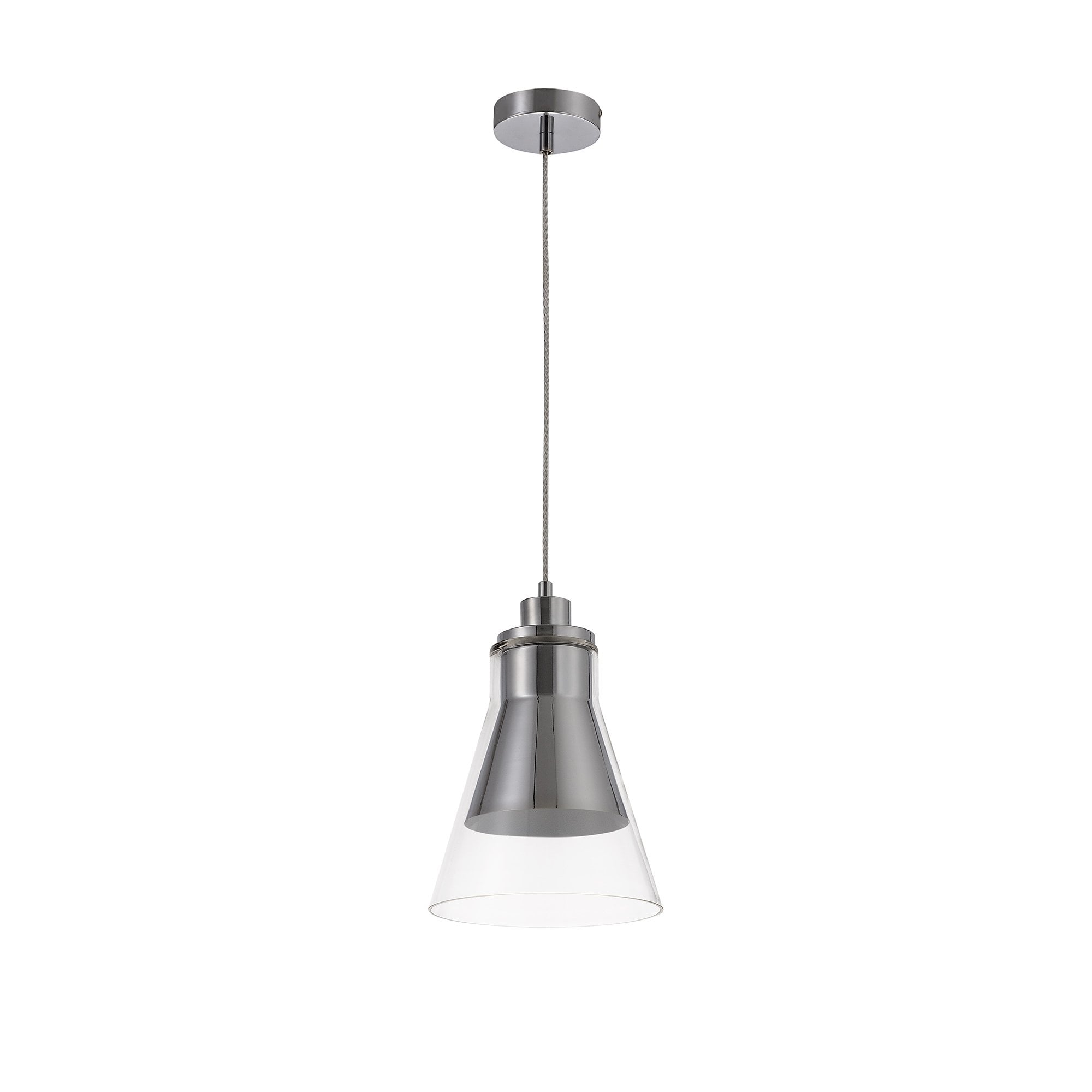 Pendant, 1 x E27, Polished Chrome/Clear Glass