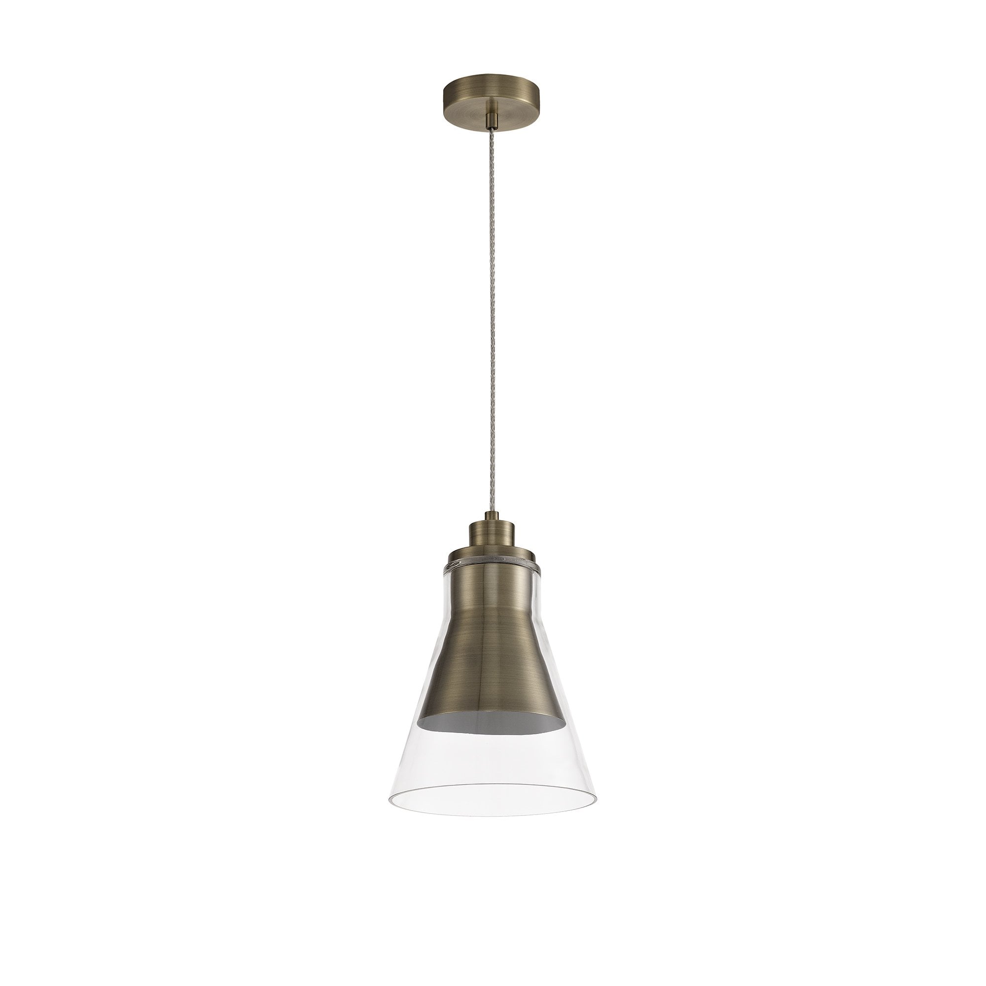 Pendant, 1 x E27, Antique Brass/Clear Glass