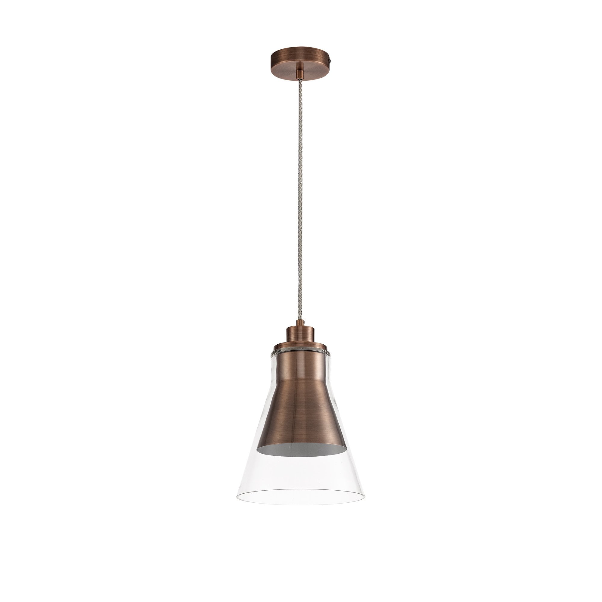 Pendant, 1 x E27, Antique Copper/Clear Glass