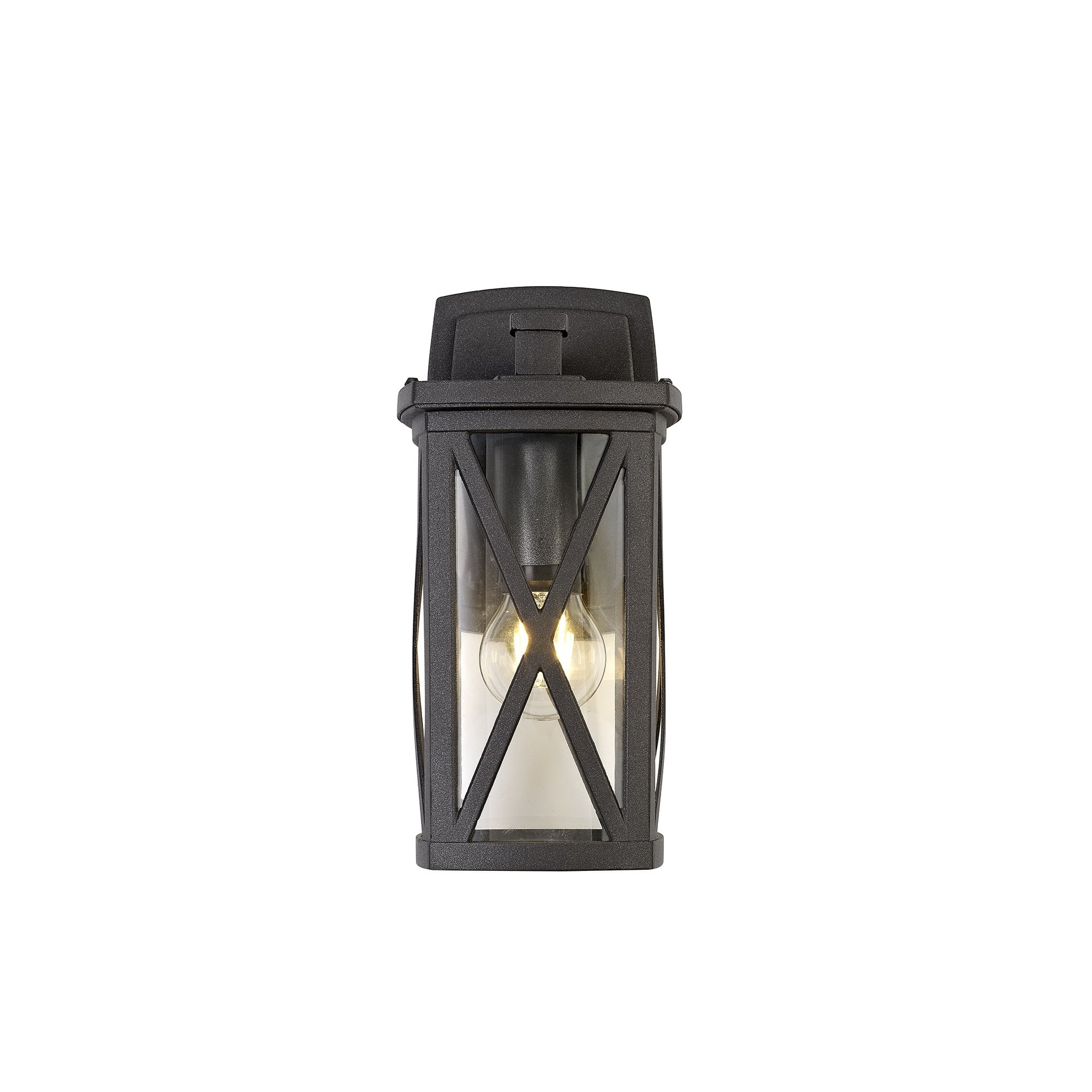 Down Criss Cross Wall Lamp, 1 x E27, IP54, Anthracite/Clear Glass, 2yrs Warranty