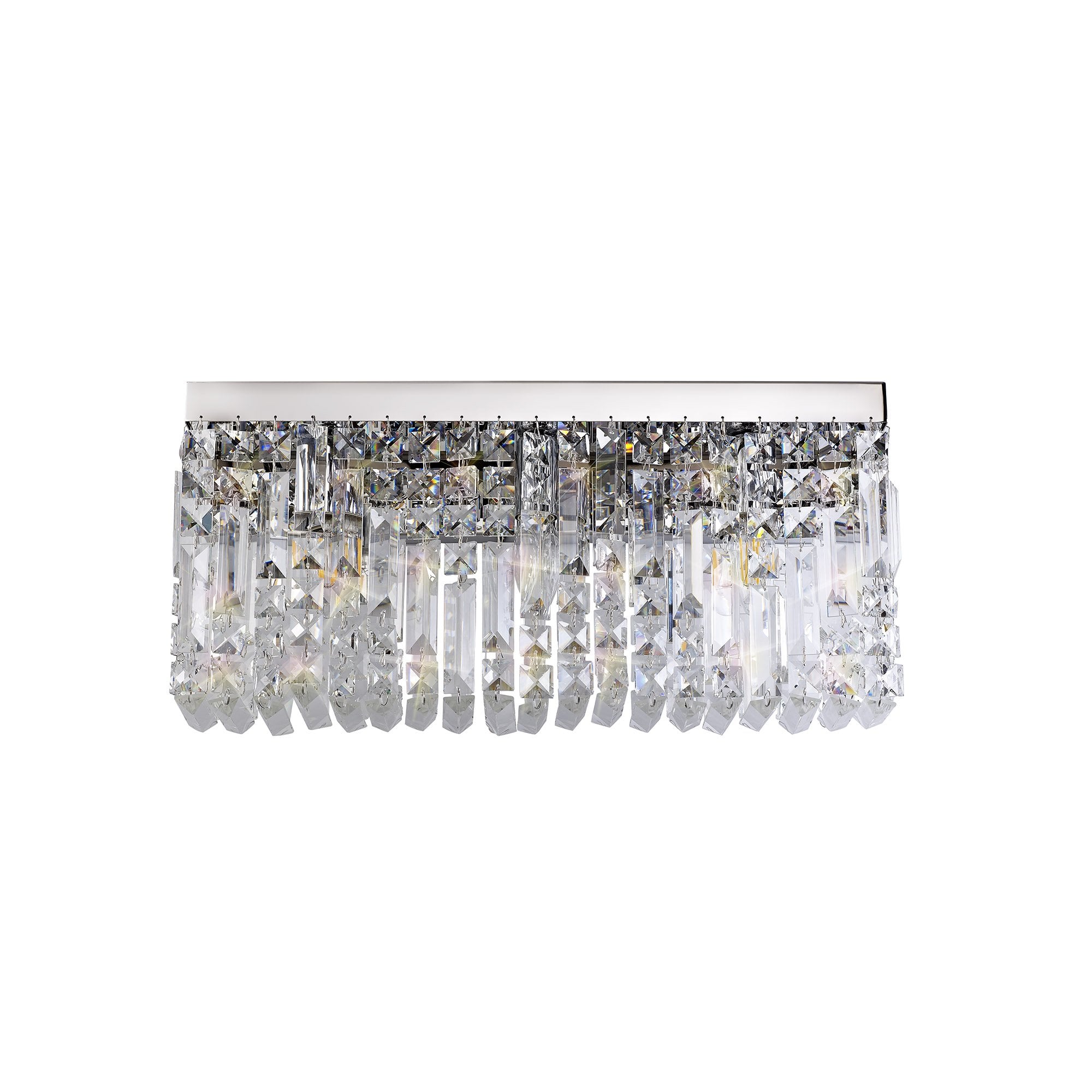 50x24cm Rectangular Large Wall Lamp, 3 Light E14, Polished Chrome/Crystal