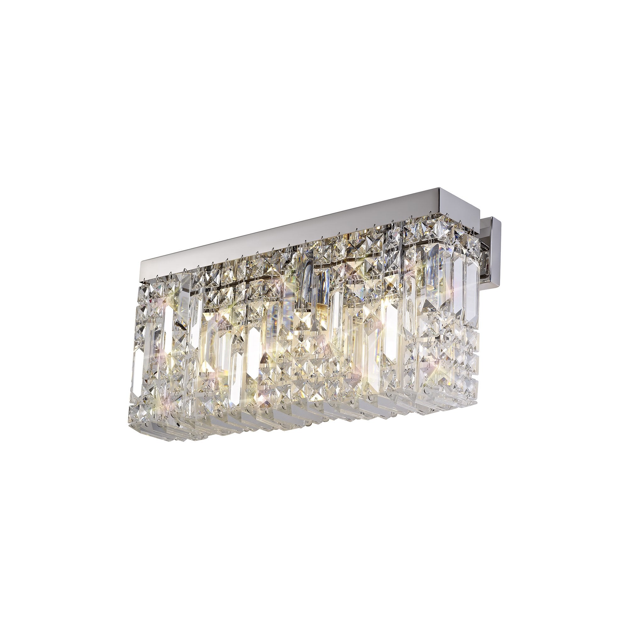 50x24cm Rectangular Large Wall Lamp, 3 Light E14, Polished Chrome/Crystal