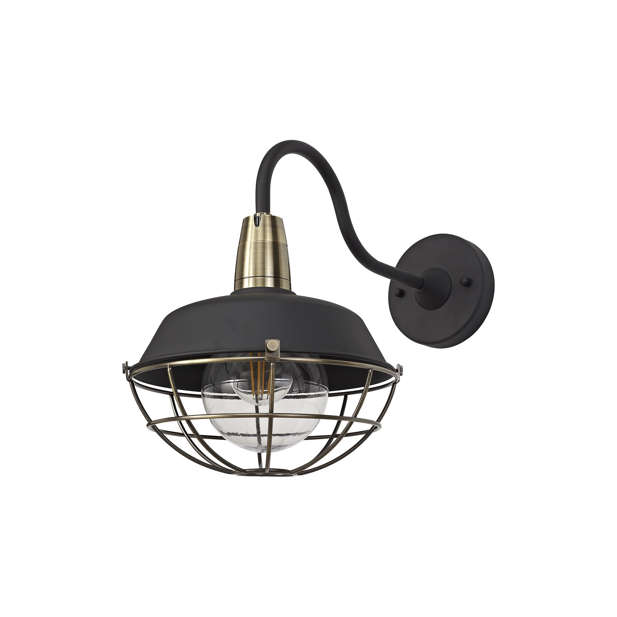 Wall Lamp, 1 Light E27, IP65, Matt Black/Brushed Bronze, 2yrs Warranty