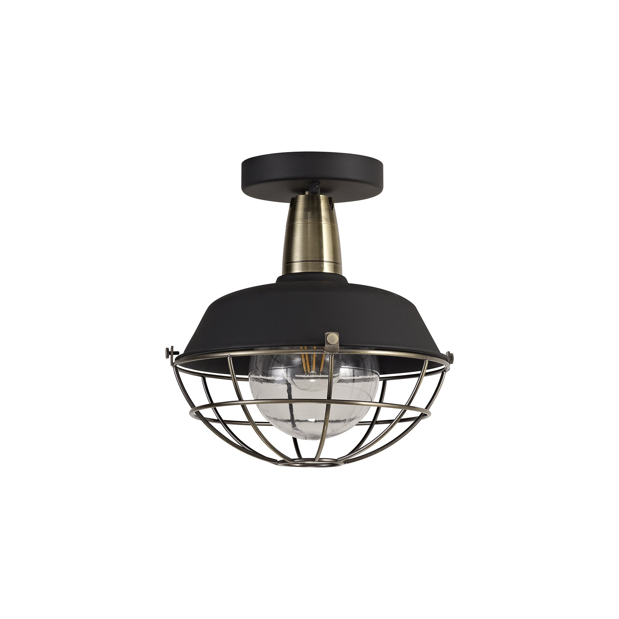 Semi-Flush Ceiling, 1 Light E27, IP65, Matt Black/Brushed Bronze, 2yrs Warranty