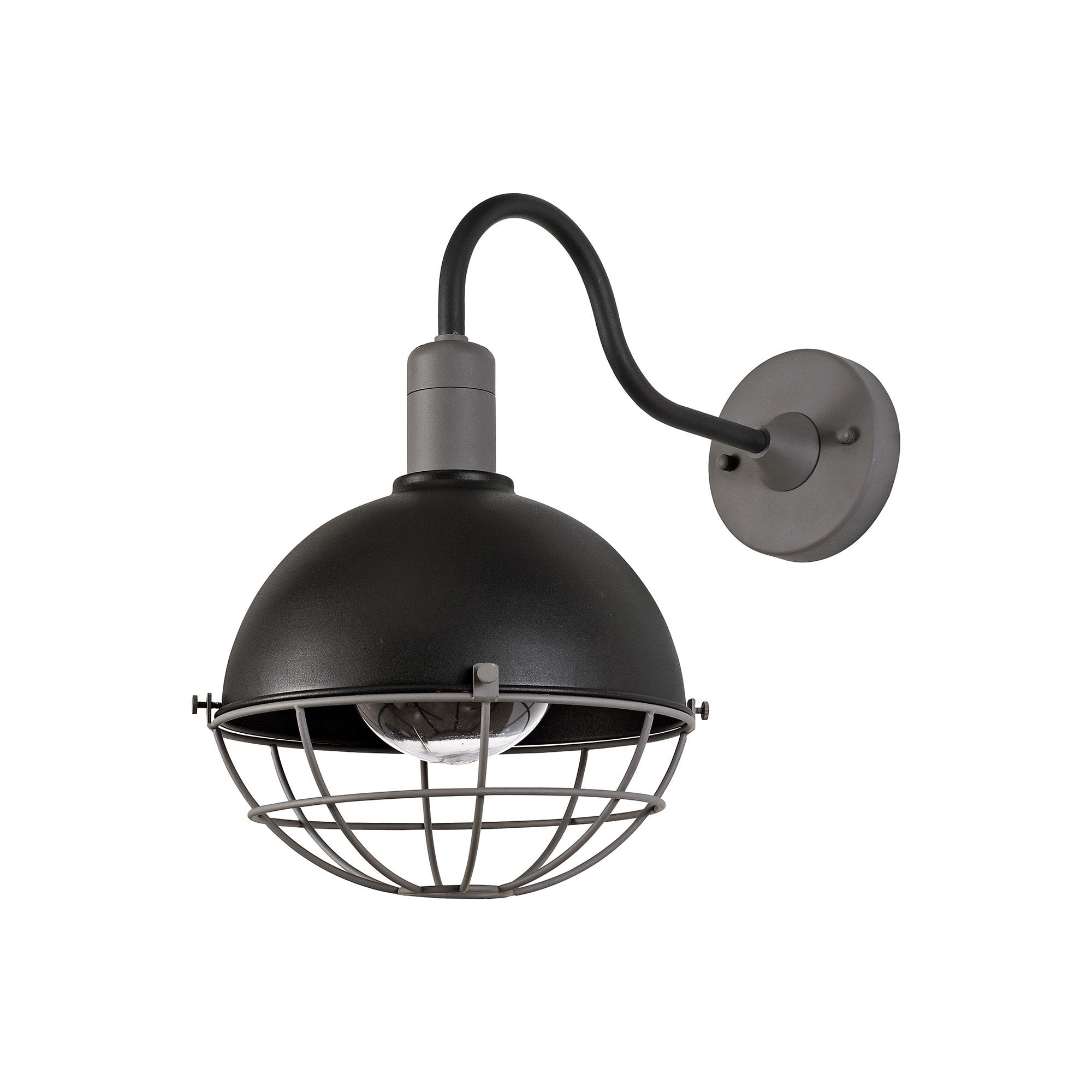 Wall Lamp, 1 Light E27, IP65, Matt Black/Grey, 2yrs Warranty