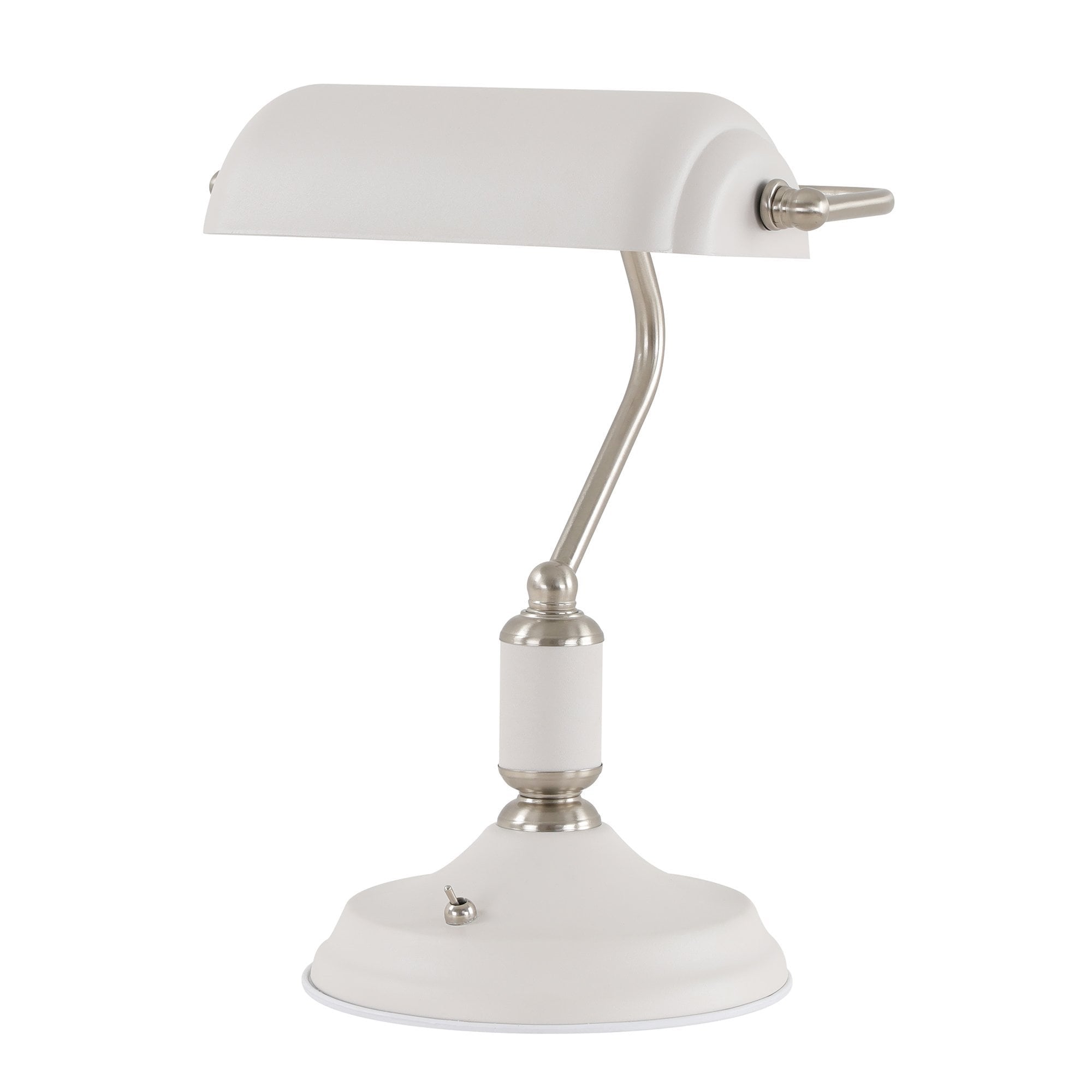 Table Lamp 1 Light With Toggle Switch, Satin Nickel/Sand White