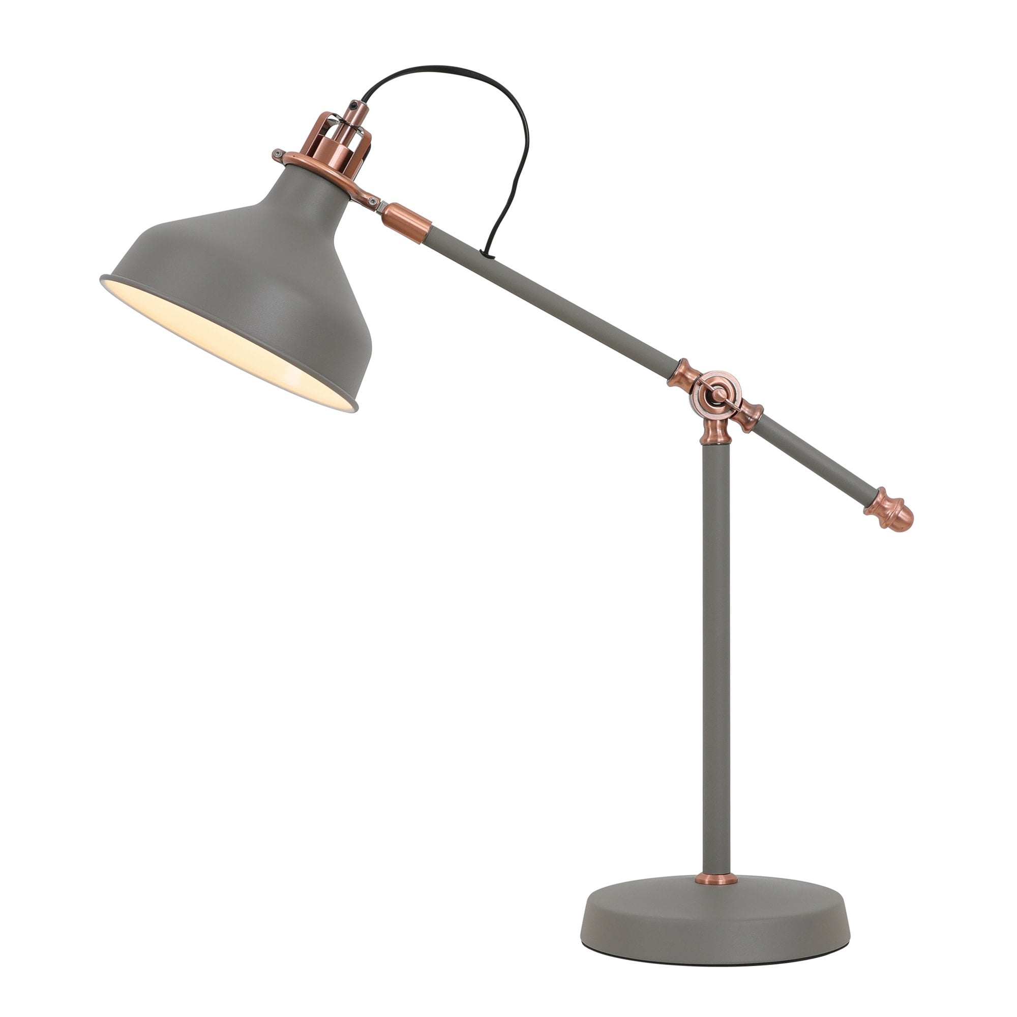 Adjustable Table Lamp, 1 x E27, Sand Grey/Copper/White