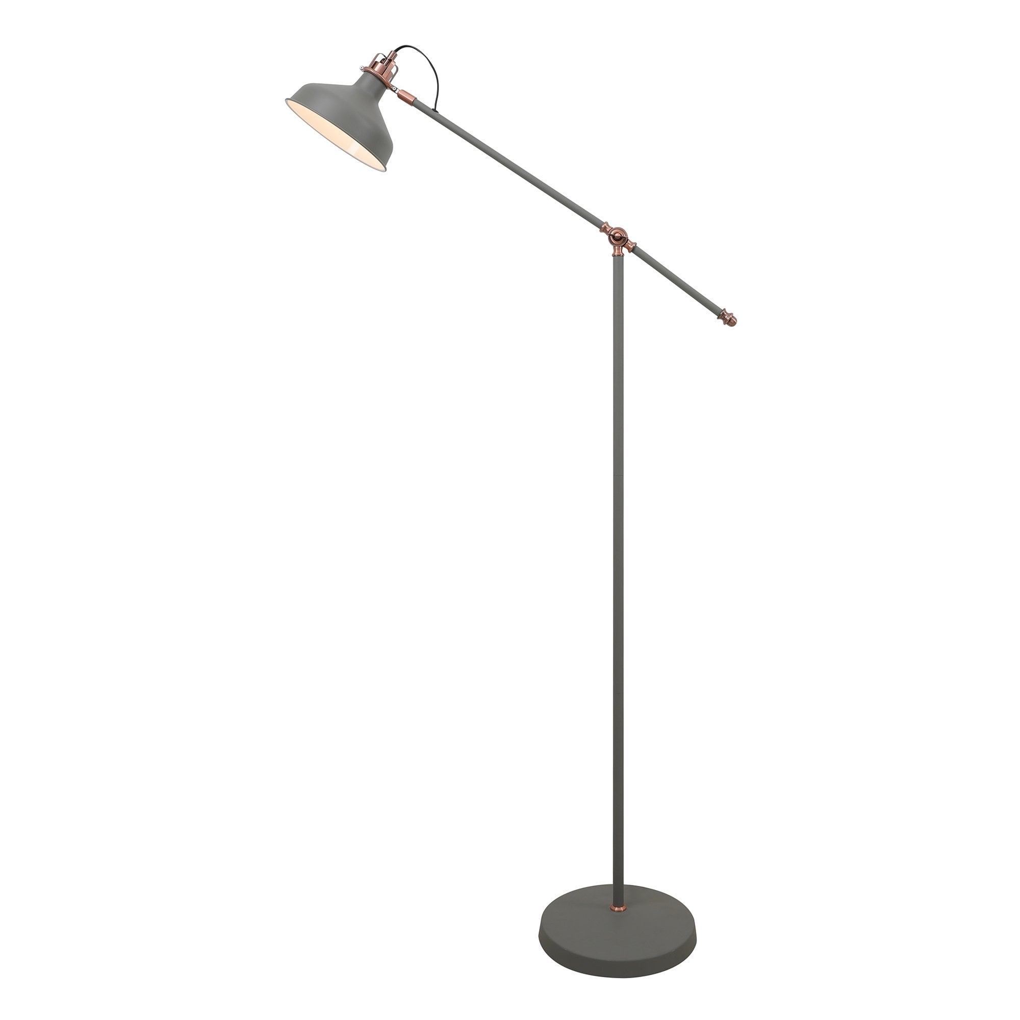 Adjustable Floor Lamp, 1 x E27, Sand Grey/Copper/White