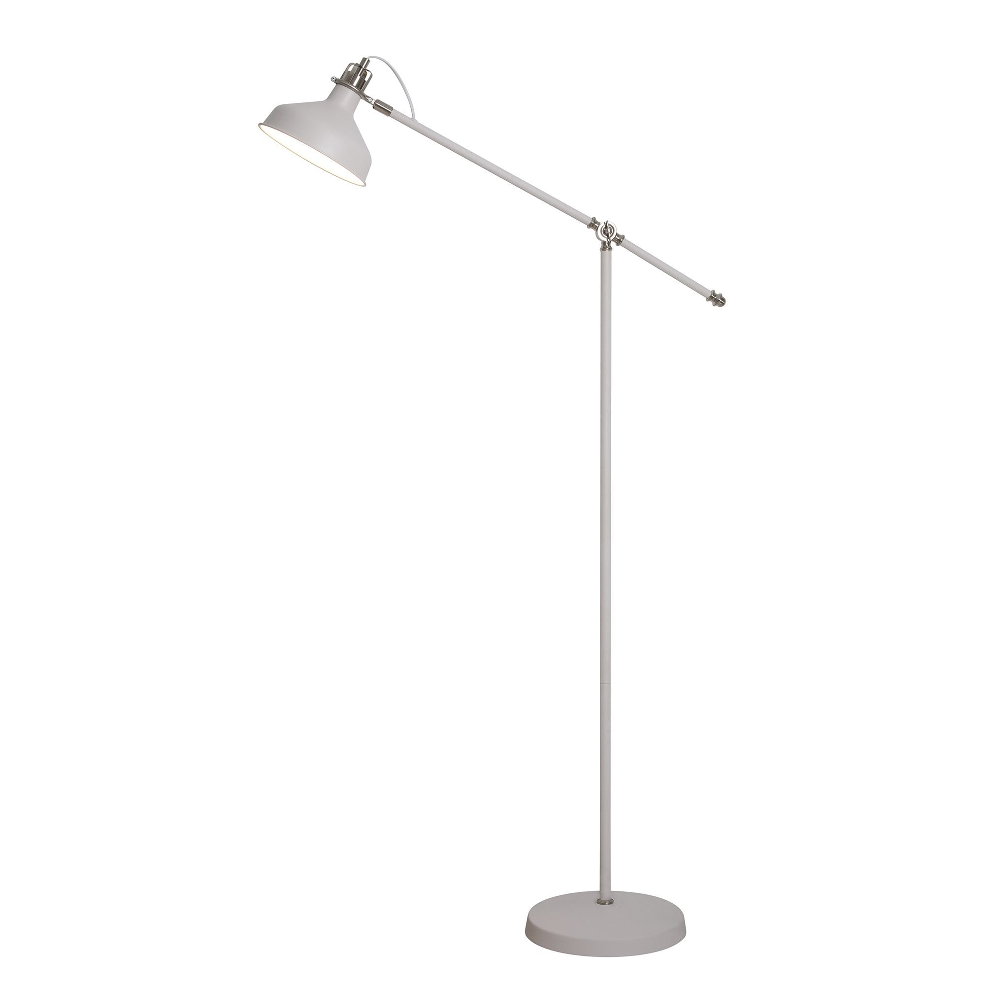 Adjustable Floor Lamp, 1 x E27, Sand White/Satin Nickel/White