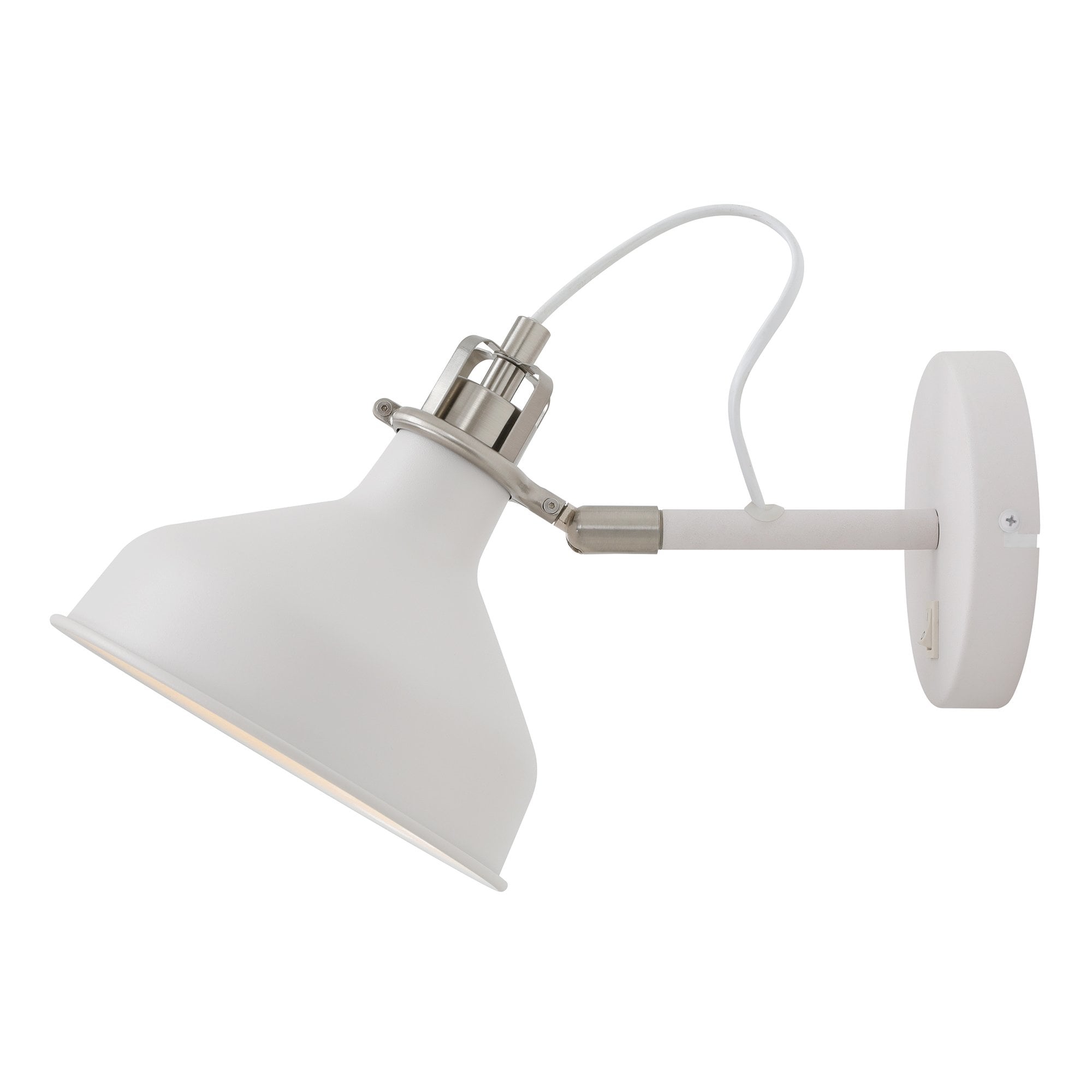 Adjustable Wall Lamp Switched, 1 x E27, Sand White/Satin Nickel/White
