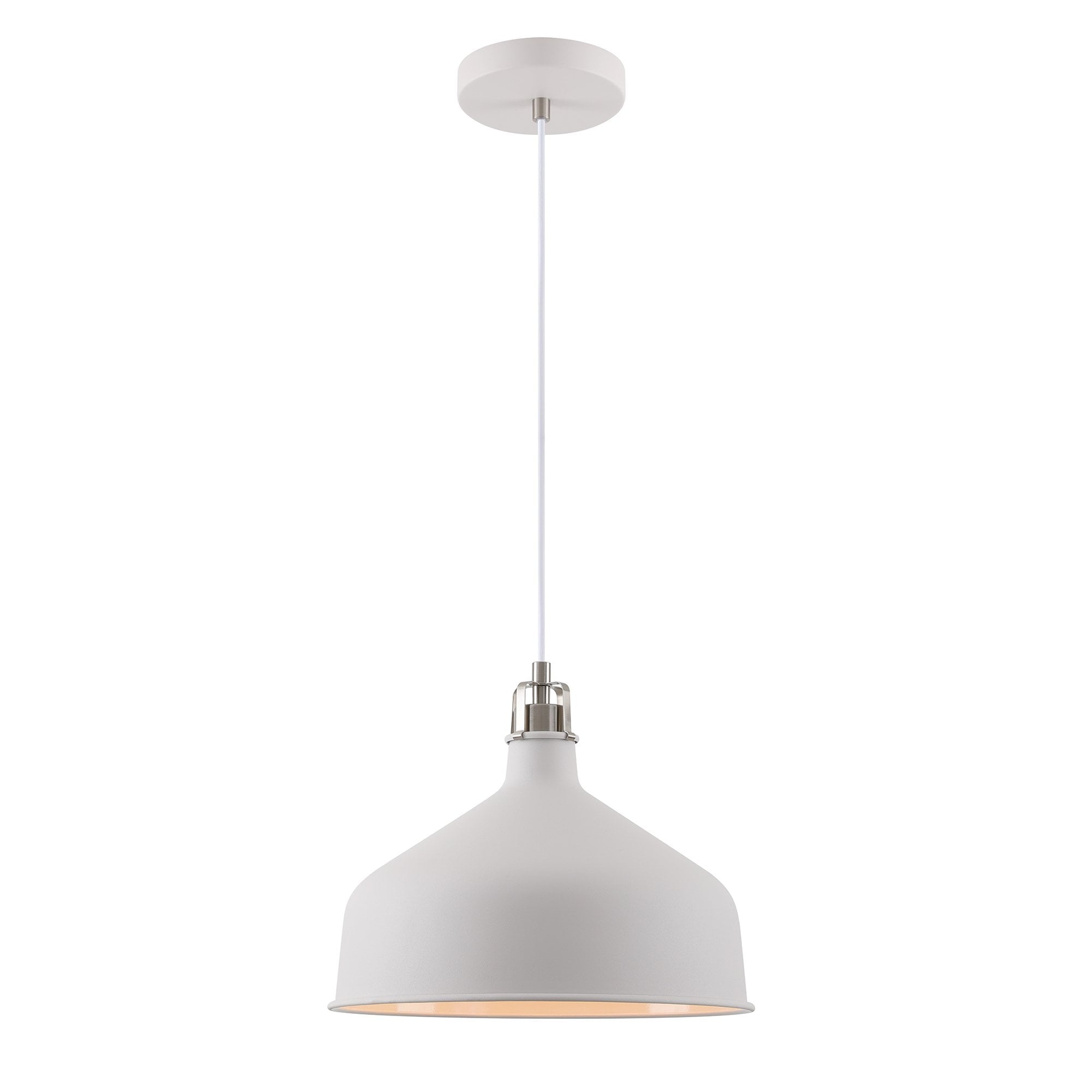 Medium Pendant, 1 x E27, Sand White/Satin Nickel/White