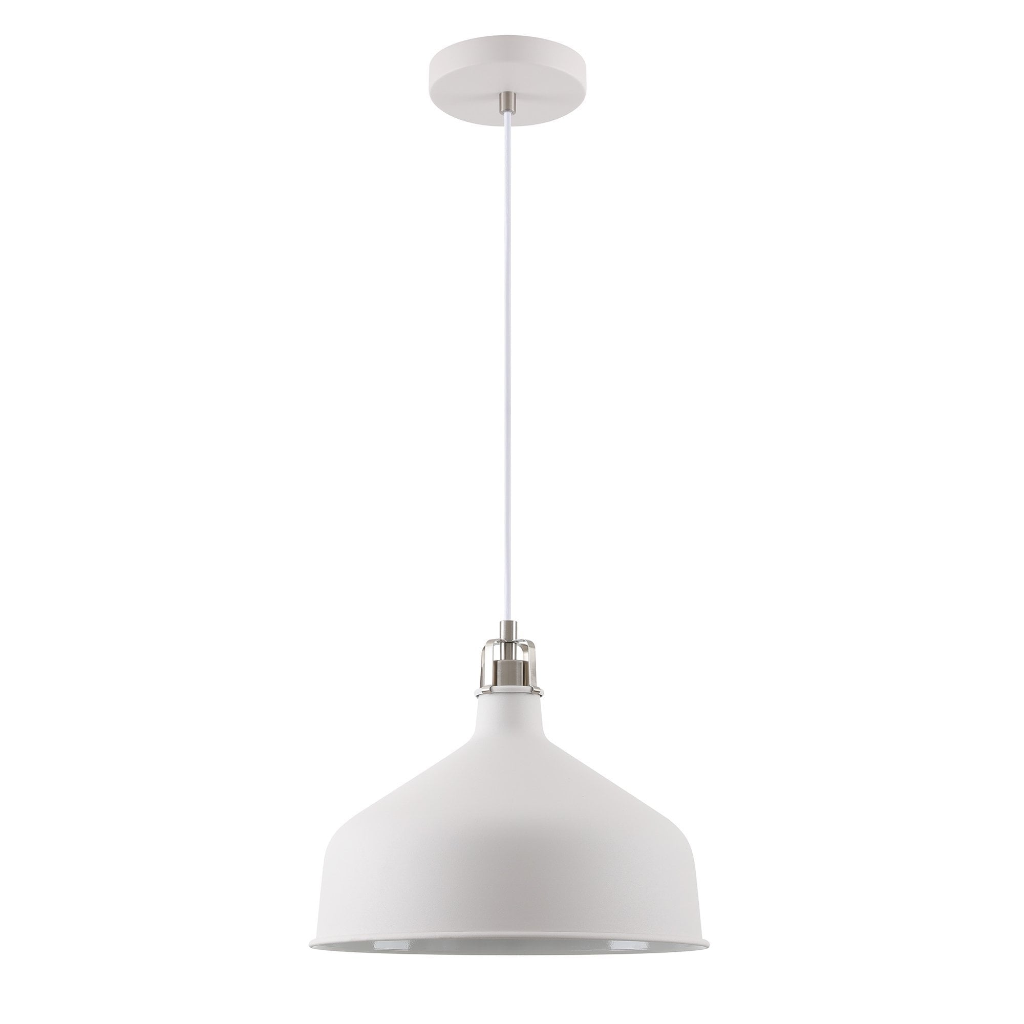 Medium Pendant, 1 x E27, Sand White/Satin Nickel/White