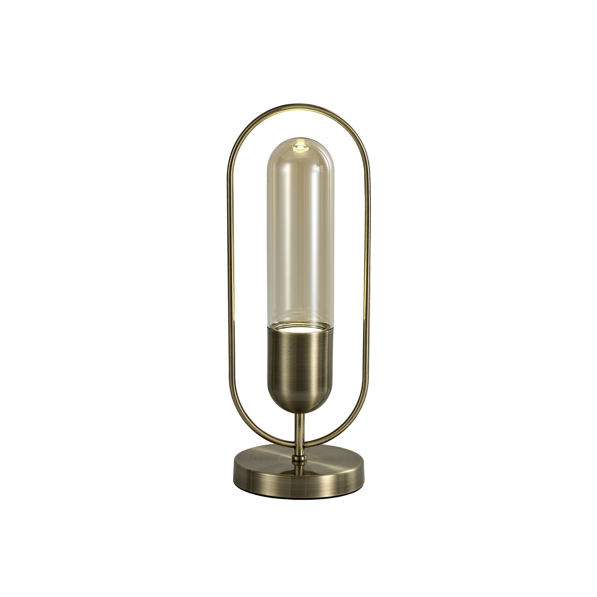 Table Lamp, 1 x 7W LED, 4000K, 790lm, Antique Brass/Amber, 3yrs Warranty