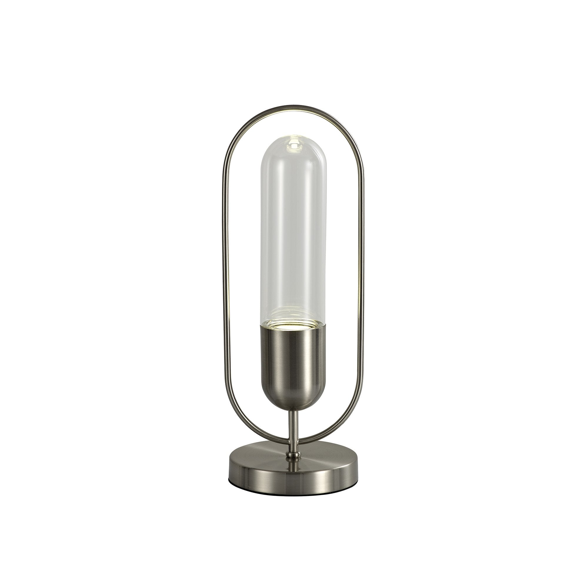 Table Lamp, 1 x 7W LED, 4000K, 790lm, Satin Nickel/Clear, 3yrs Warranty