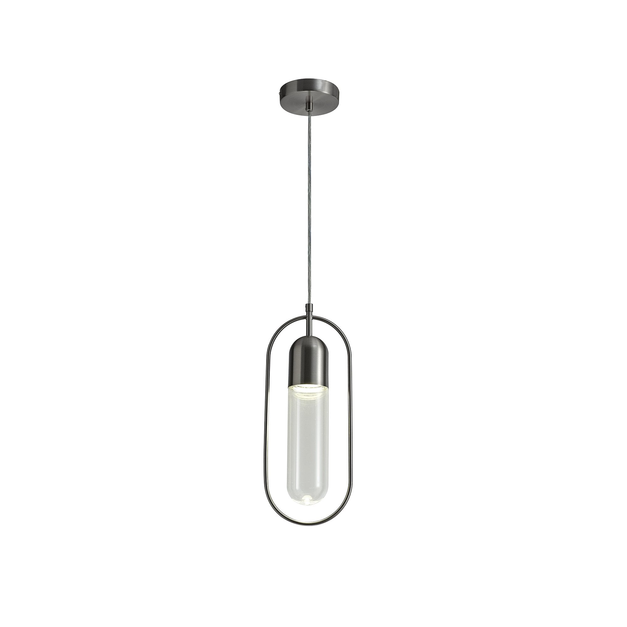 Pendant, 1 x 7W LED, 4000K, 790lm, Satin Nickel/Clear, 3yrs Warranty