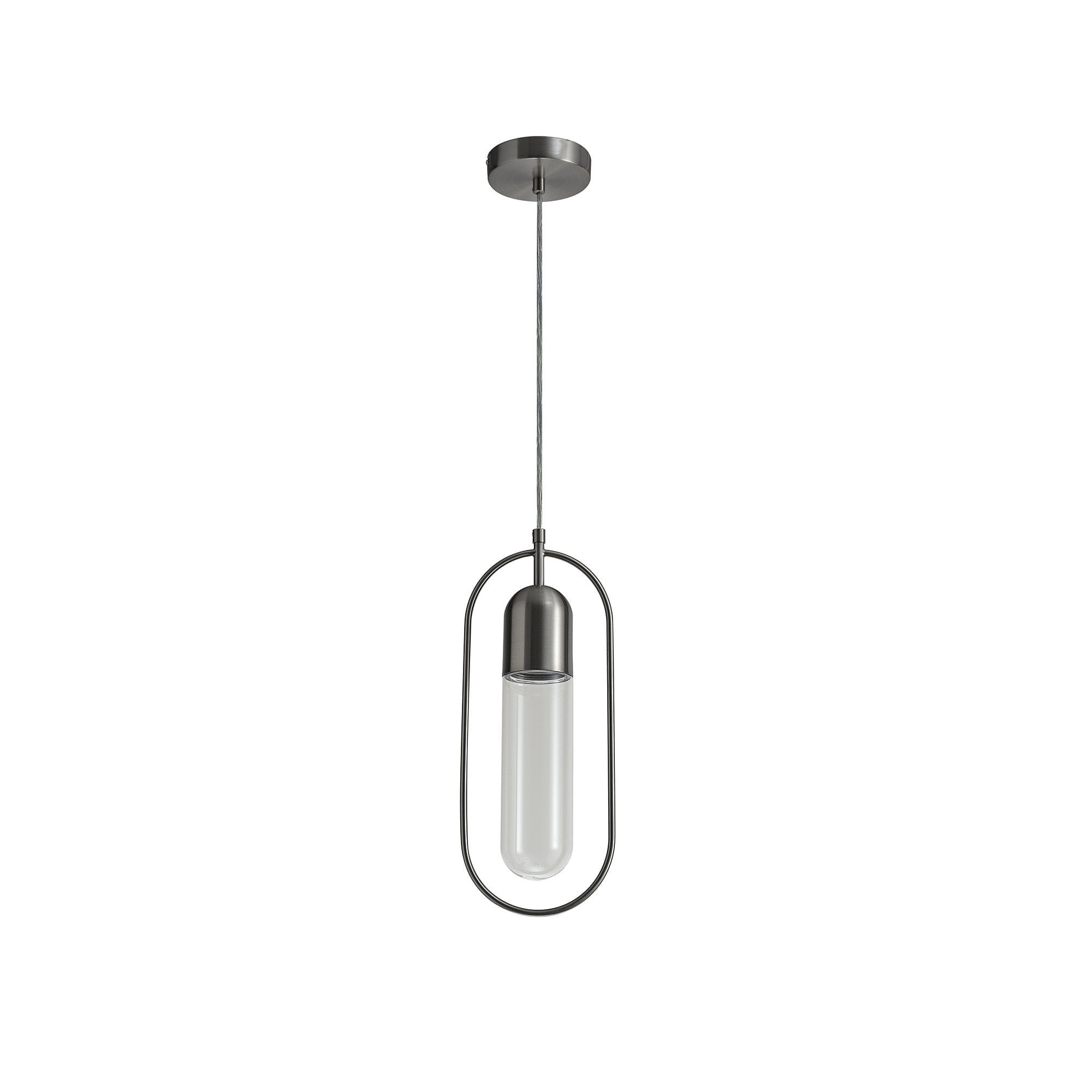 Pendant, 1 x 7W LED, 4000K, 790lm, Satin Nickel/Clear, 3yrs Warranty