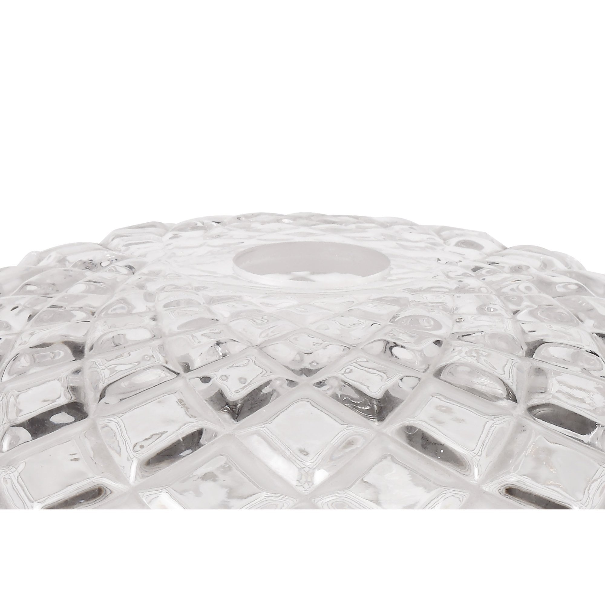 Flat Round 30cm Patterned Clear Glass Lampshade