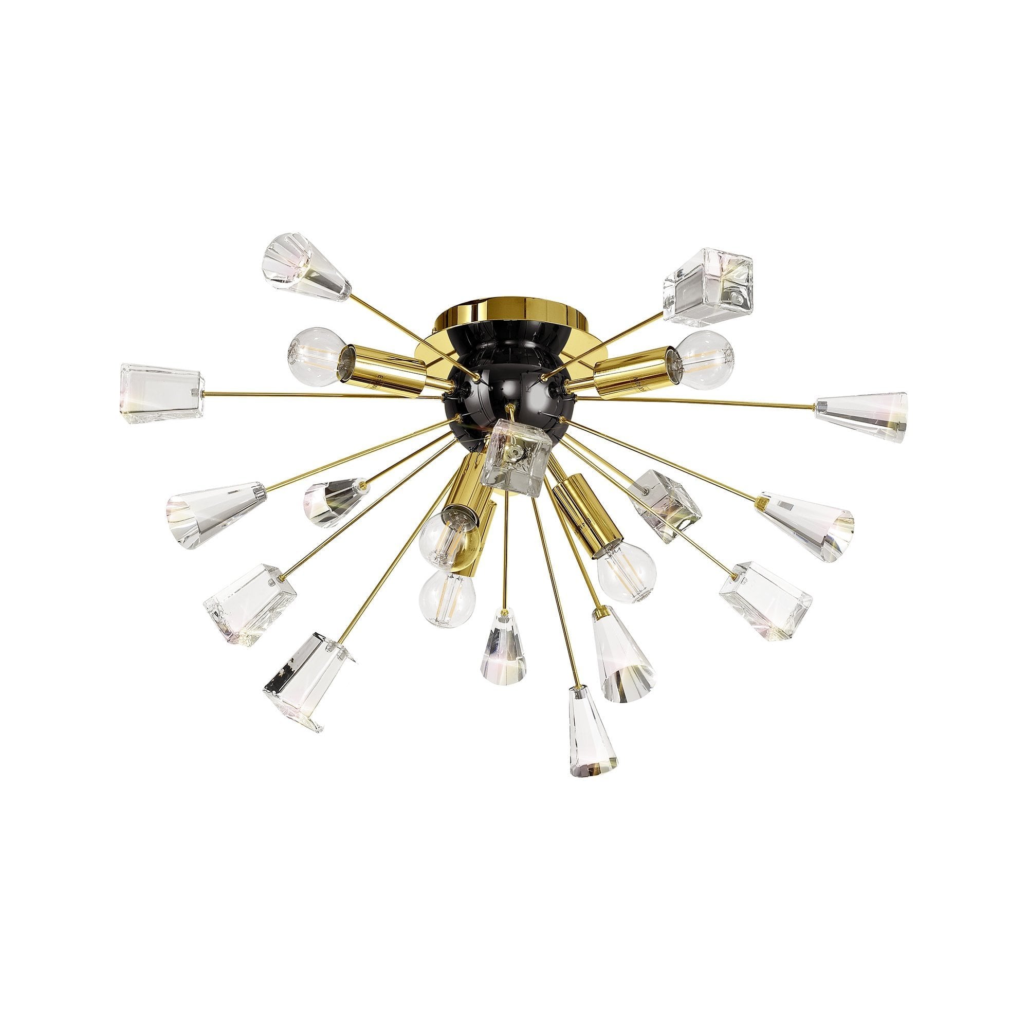 Ceiling Sputnik, 6 Light E14, Brushed Gold & Gloss Black/Crystal