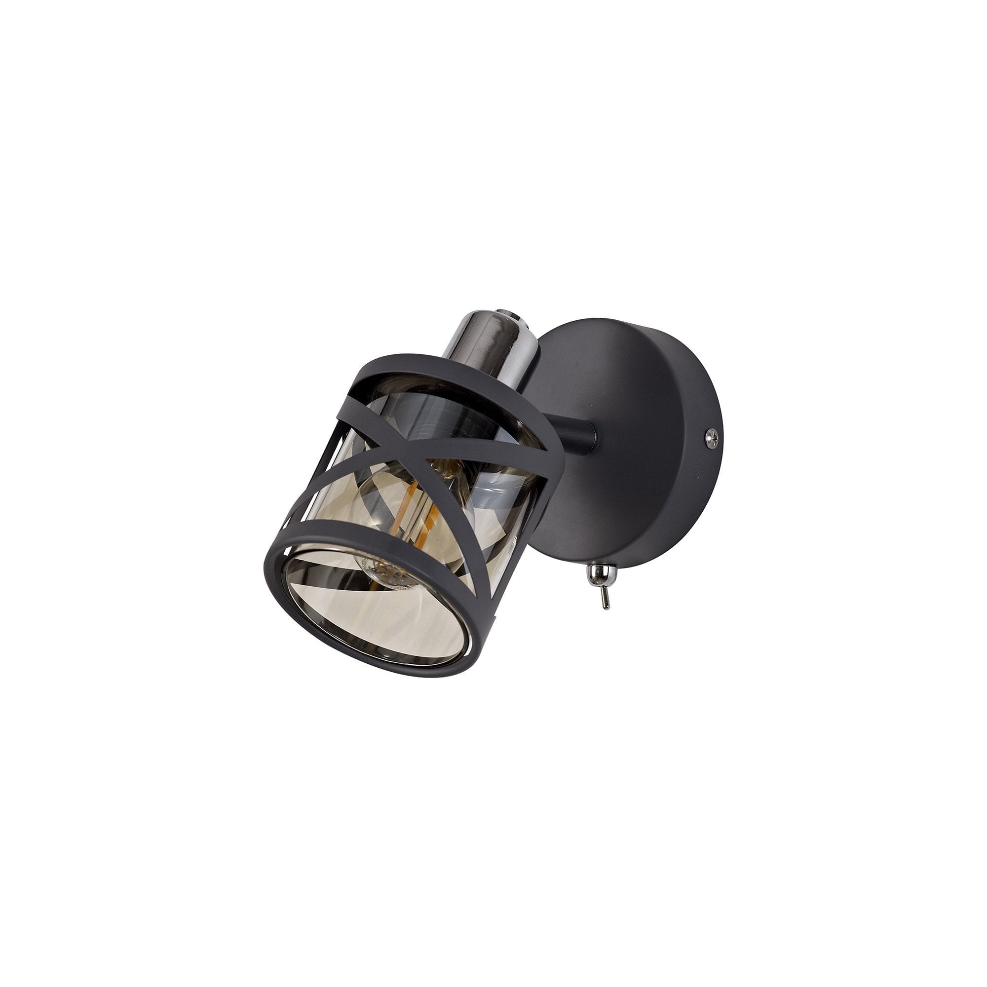 1 Light Spotlight E14, Matt Grey/Polished Chrome/Cognac