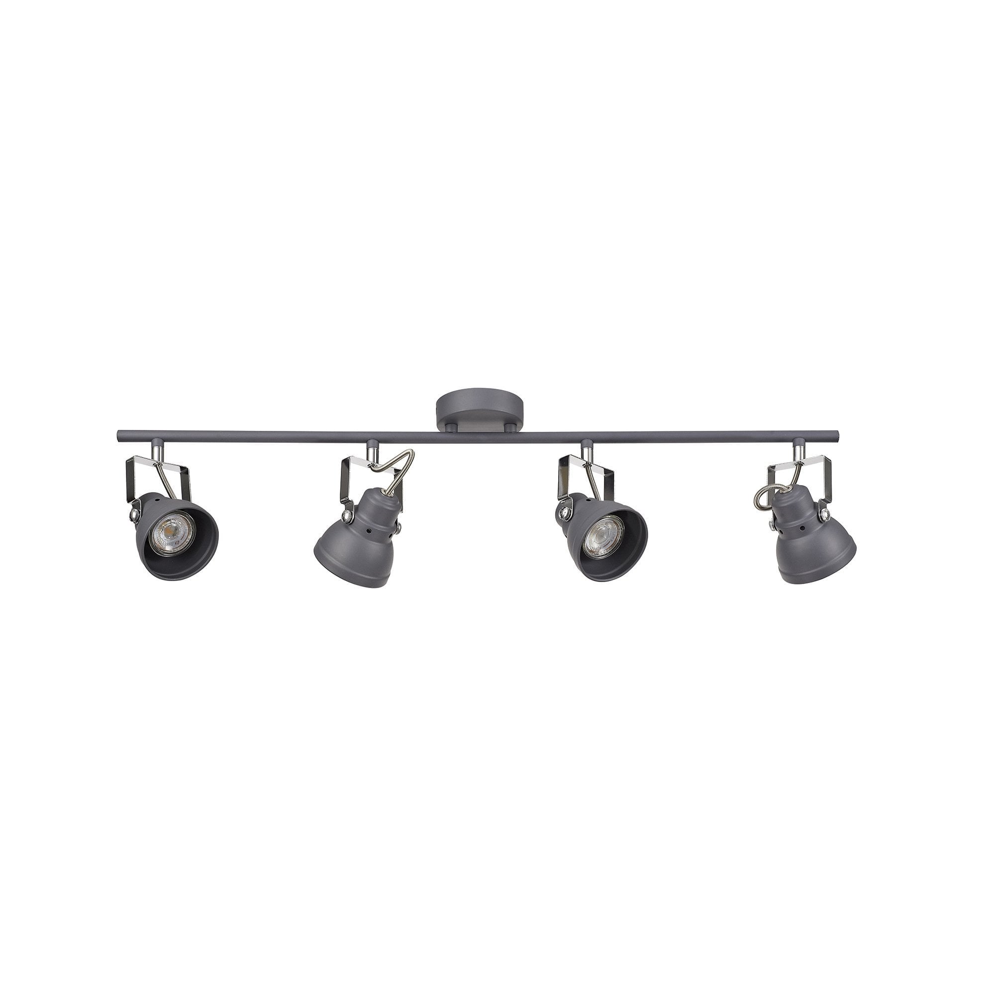 Adjustable Bar Spotlight, 4 x GU10 (Max 10W LED), Matt Grey/Polished Chrome