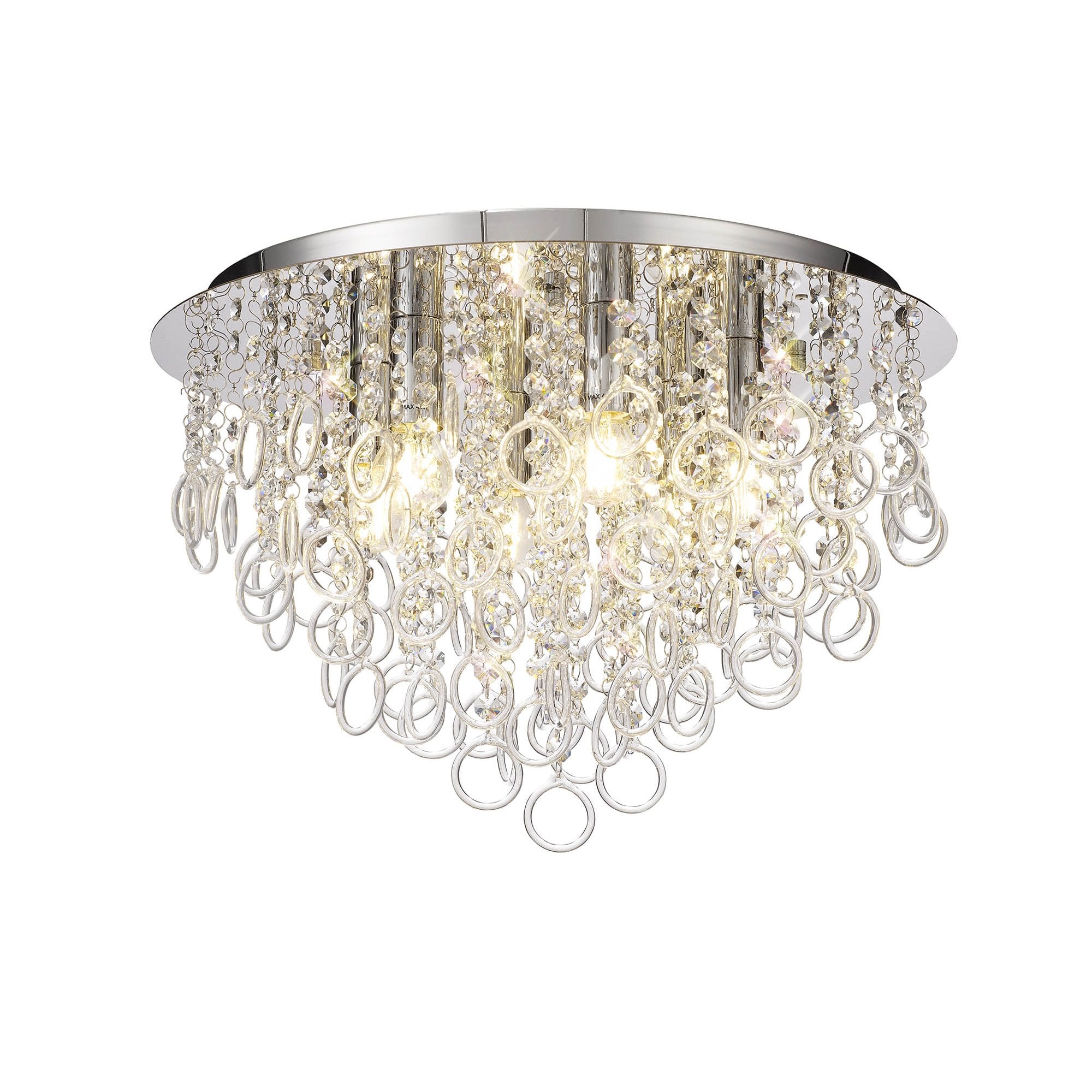 Ceiling, 6 Light E14, Polished Chrome/Crystal