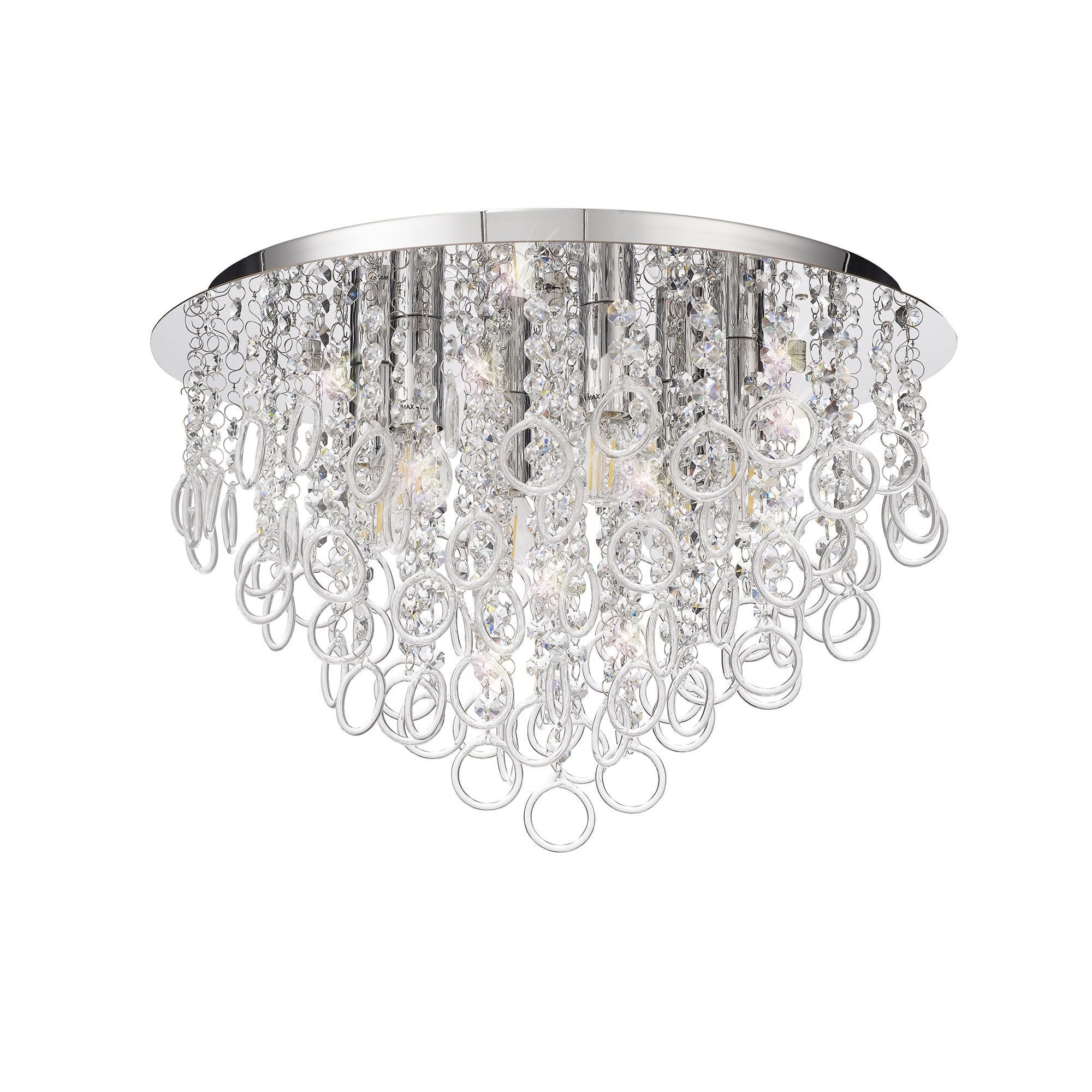 Ceiling, 6 Light E14, Polished Chrome/Crystal