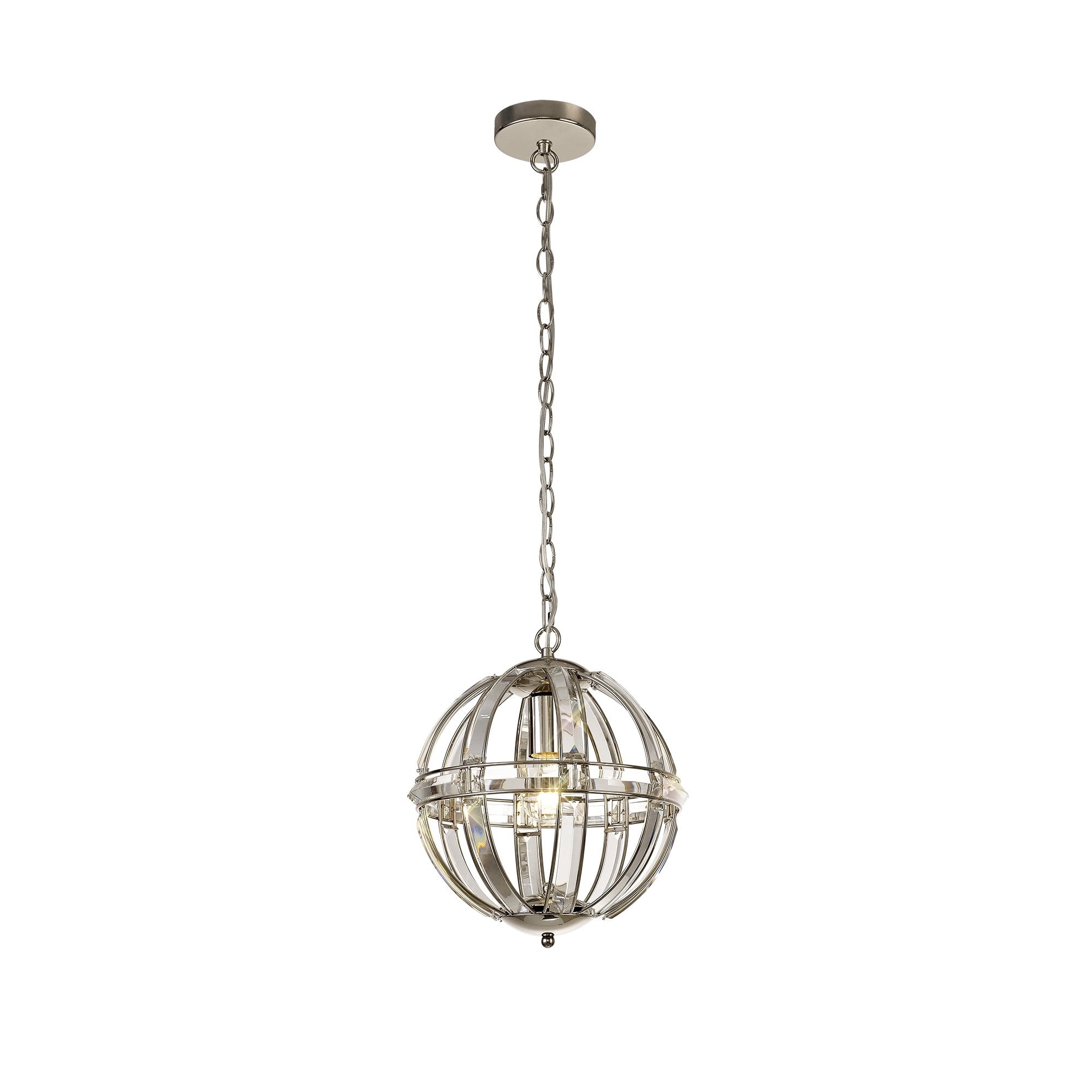 Small Round Pendant, 1 Light E27, Polished Nickel