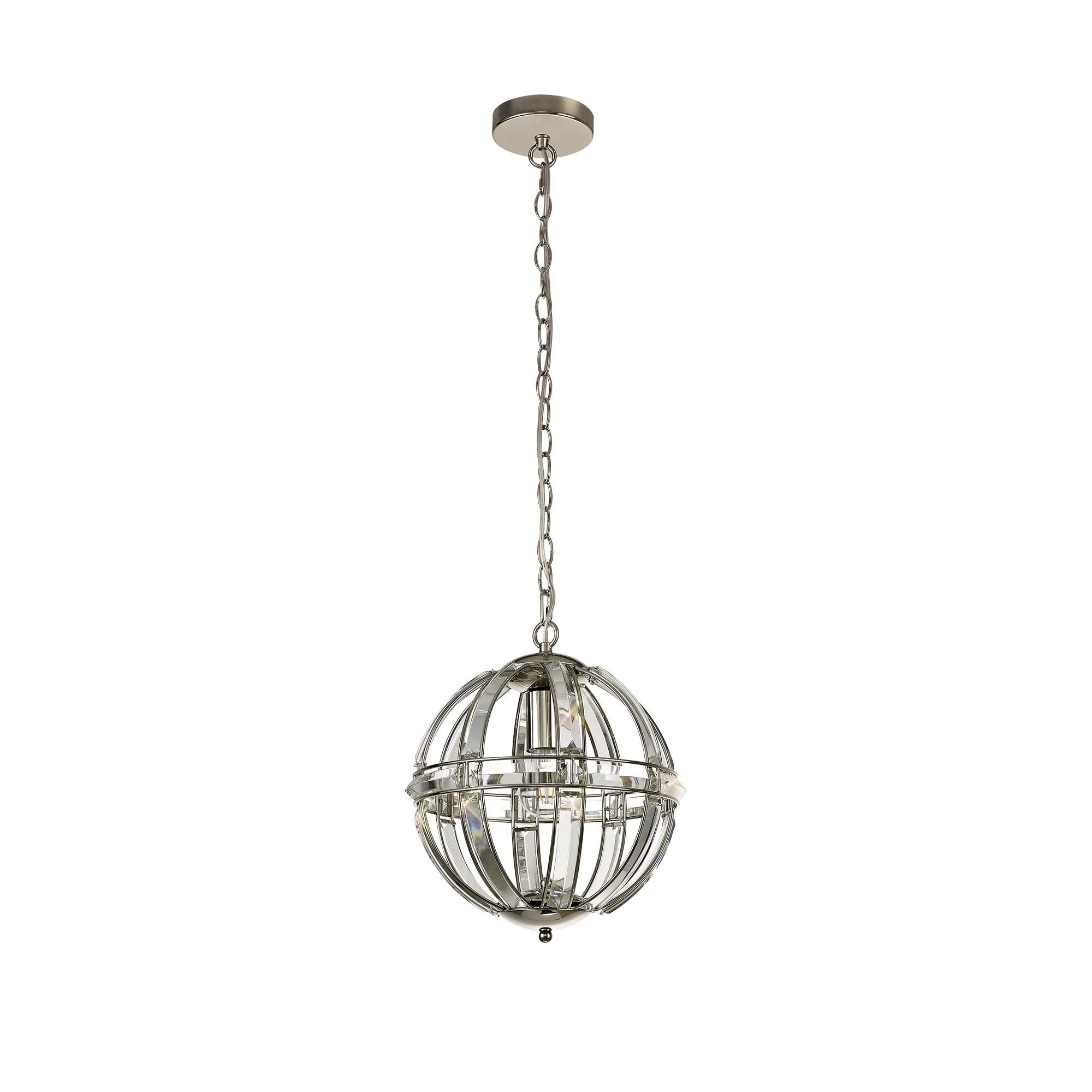 Small Round Pendant, 1 Light E27, Polished Nickel