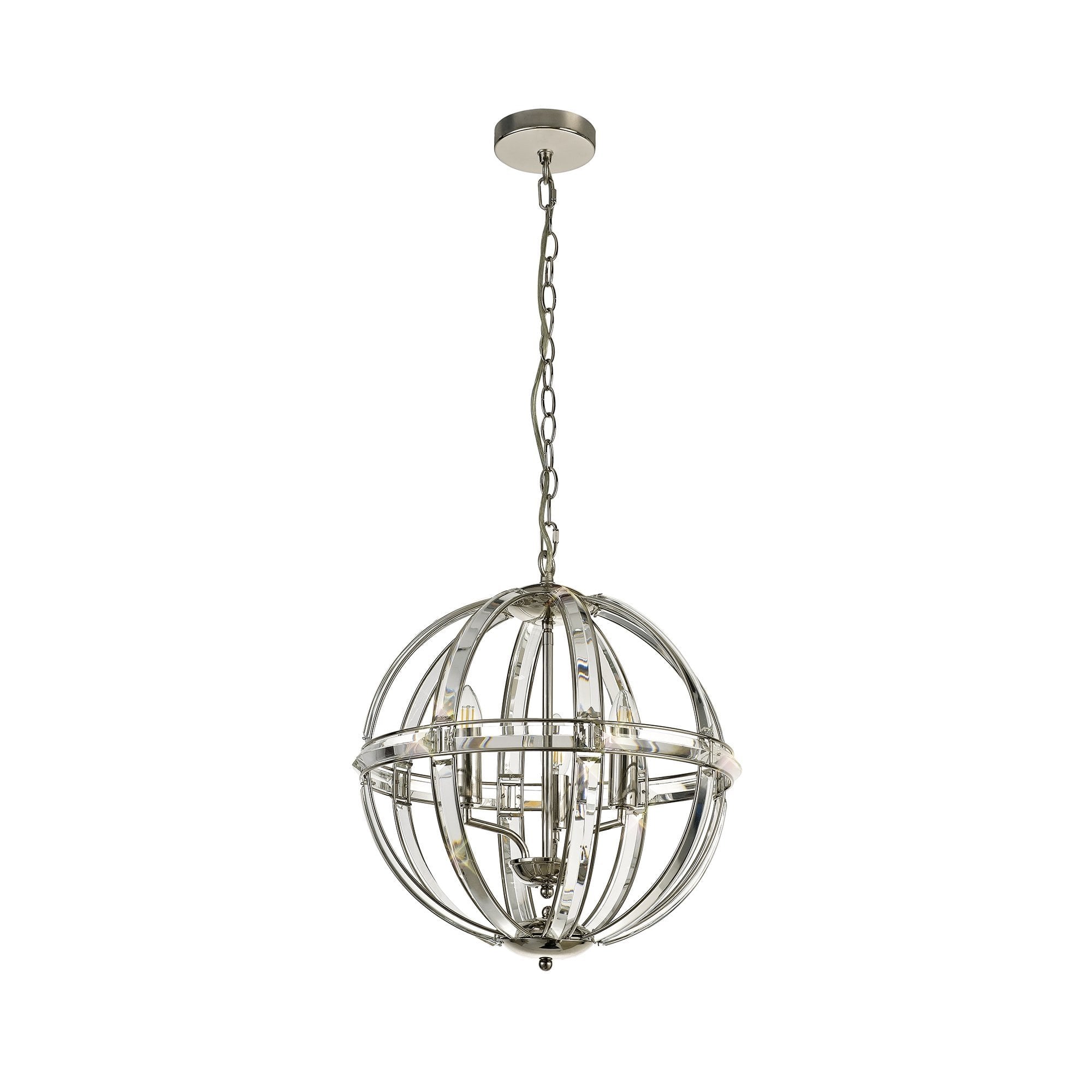 Large Round Pendant, 3 Light E27, Polished Nickel