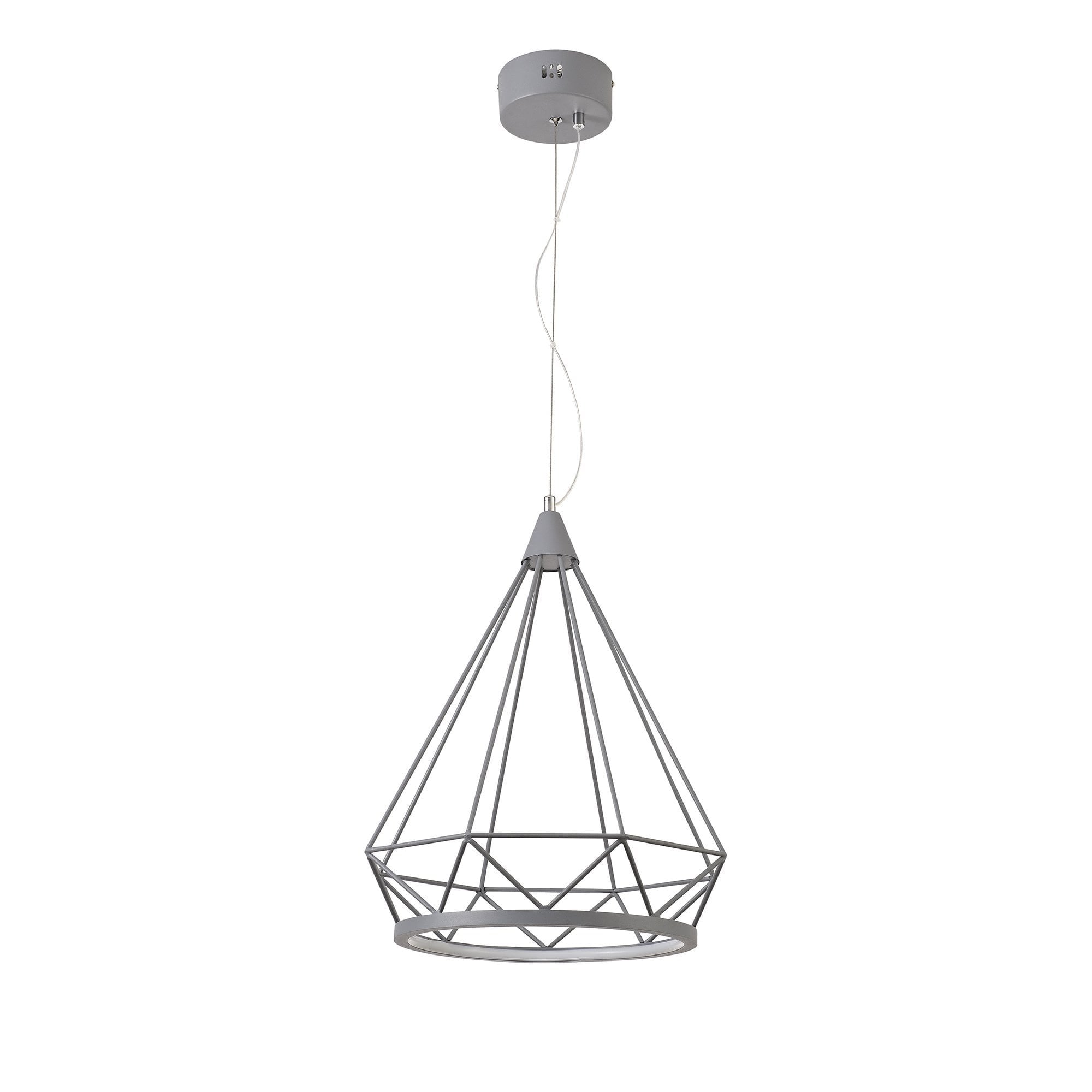 Large Diamond Pendant, 1 x 10W LED, 3700K, Matt Grey, 3yrs Warranty