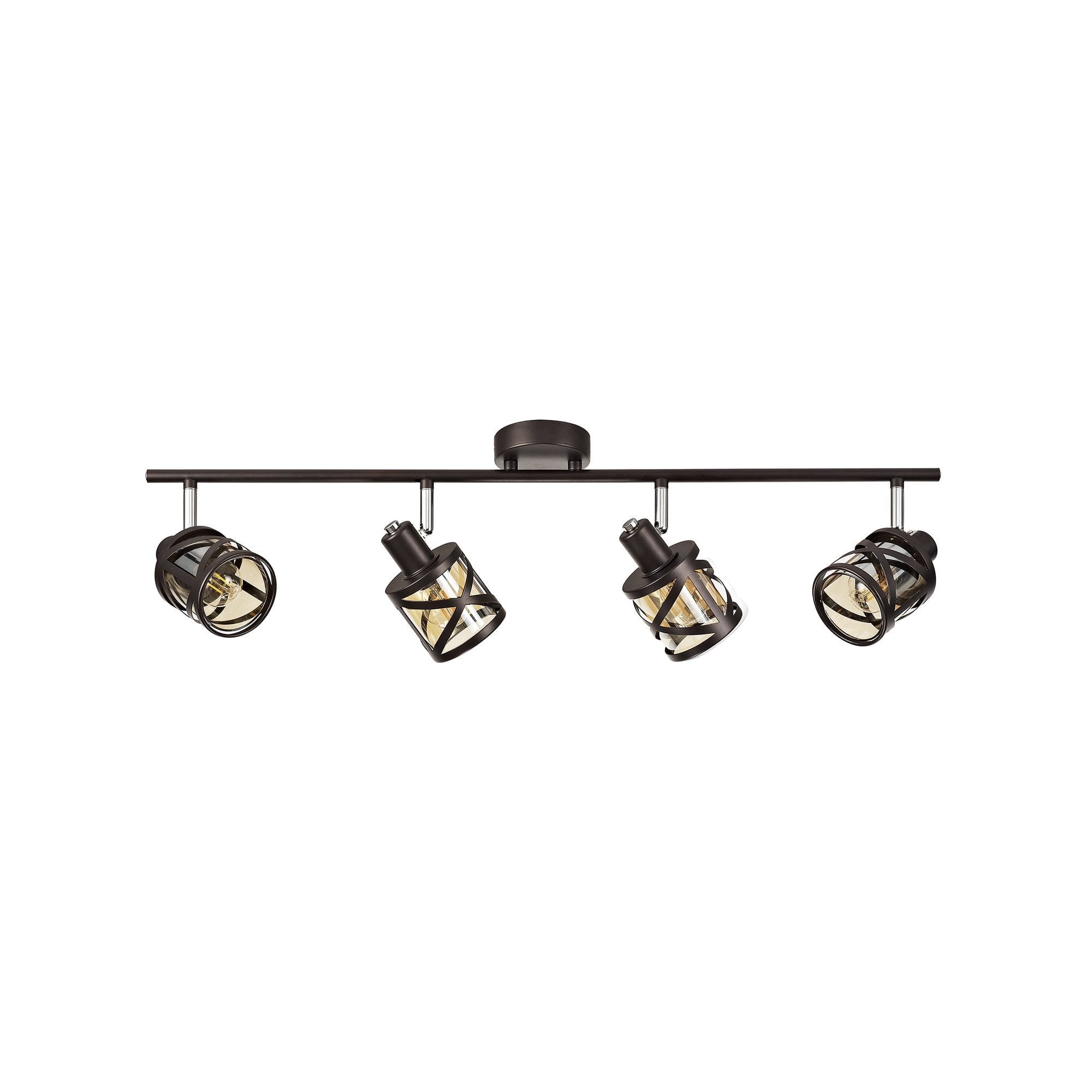 4 Light Bar Spotlight E14, Oiled Bronze/Polished Chrome/Amber