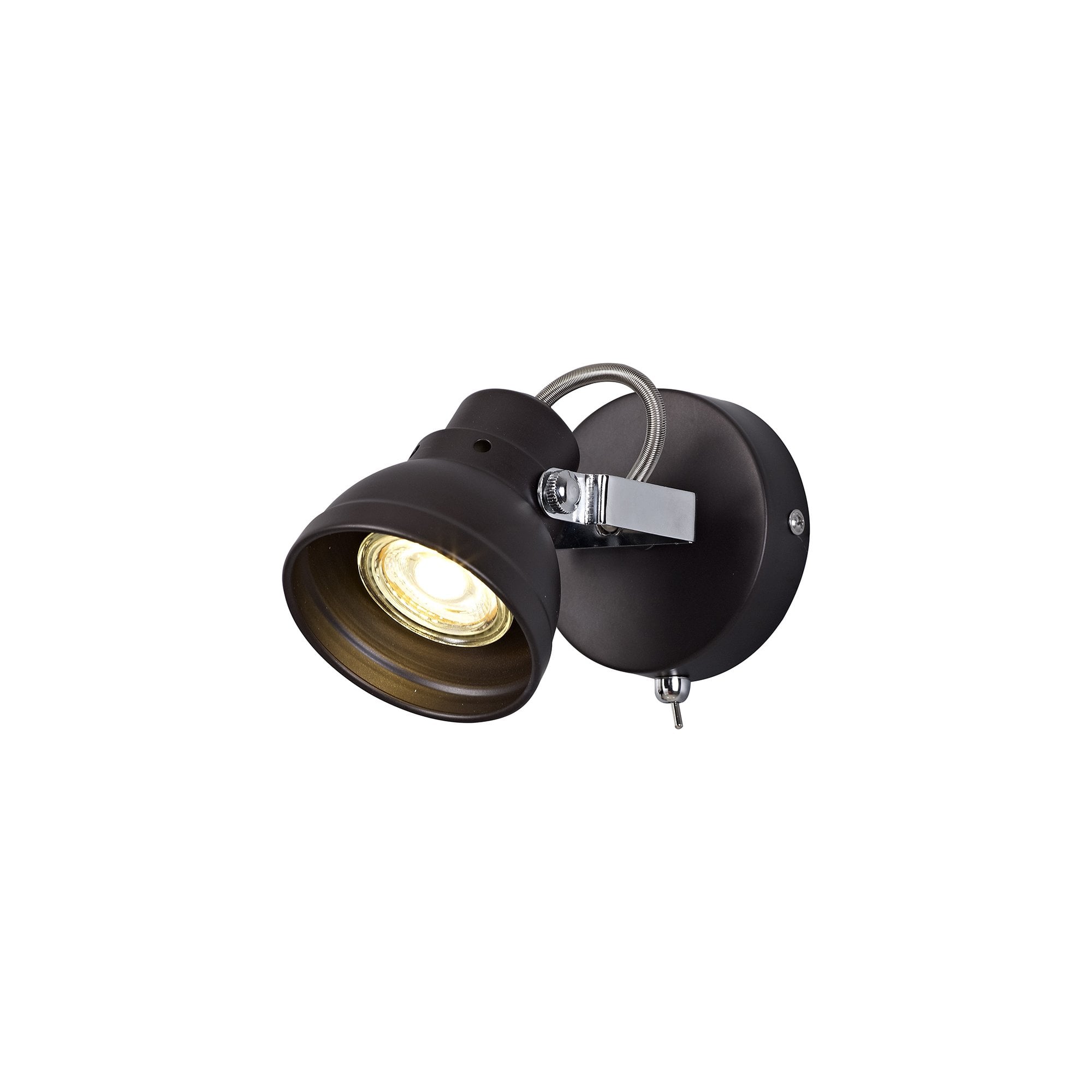 Adjustable Spotlight, 1 x GU10 (Max 10W LED), Oiled Bronze/Polished Chrome