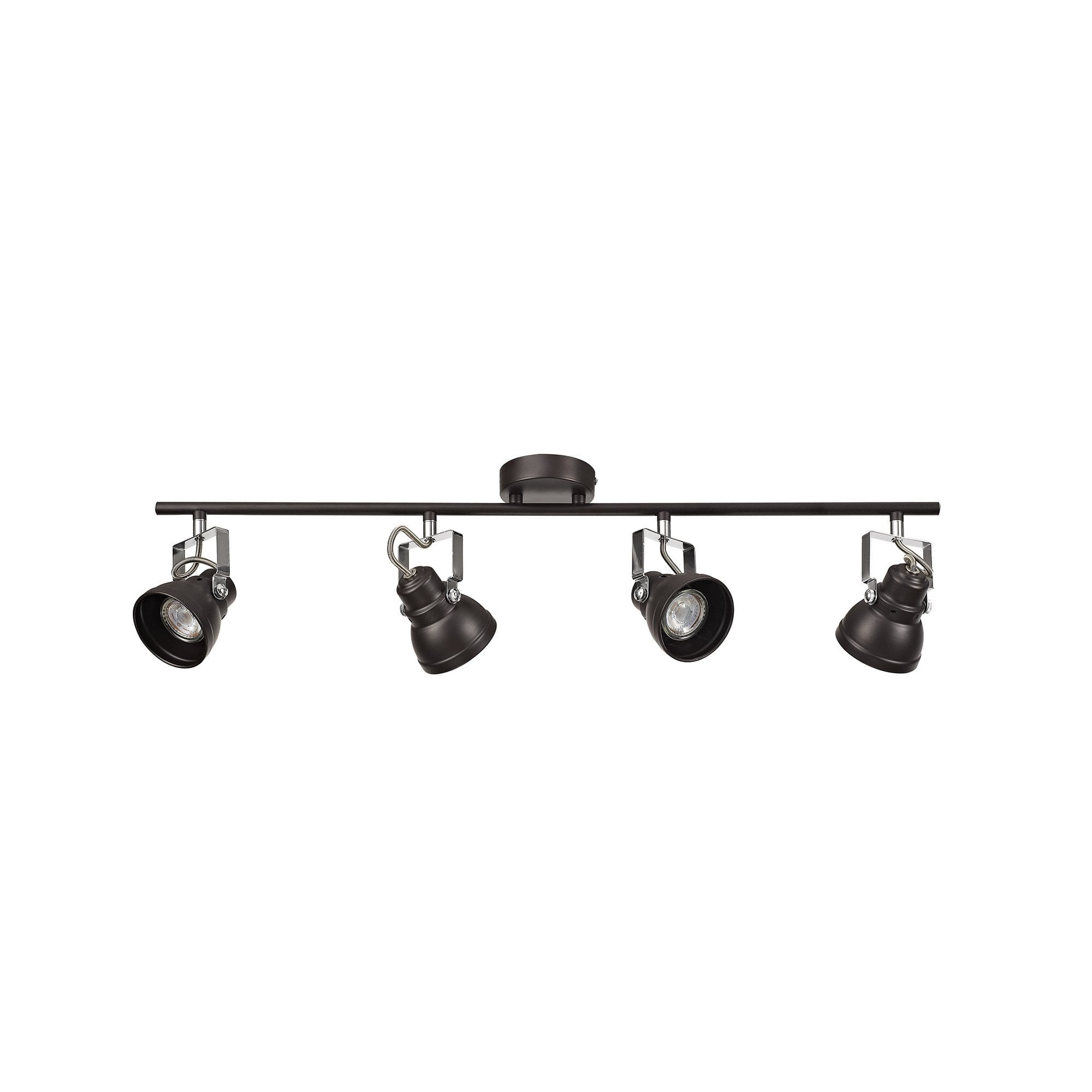 Adjustable Bar Spotlight, 4 x GU10 (Max 10W LED), Oiled Bronze/Polished Chrome