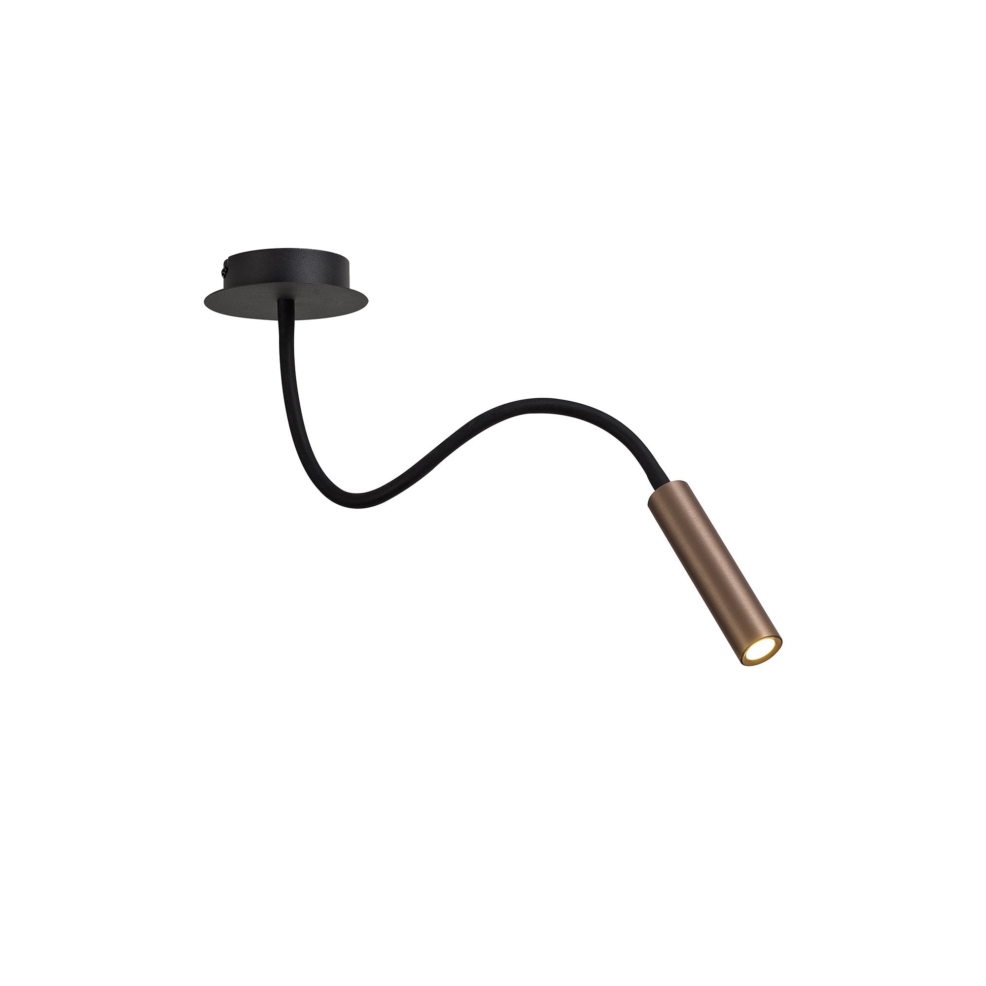 Ceiling, 1 Light Adjustable Arm, 1 x 5W LED, 3000K, 310lm, Black/Satin Copper, 3yrs Warranty