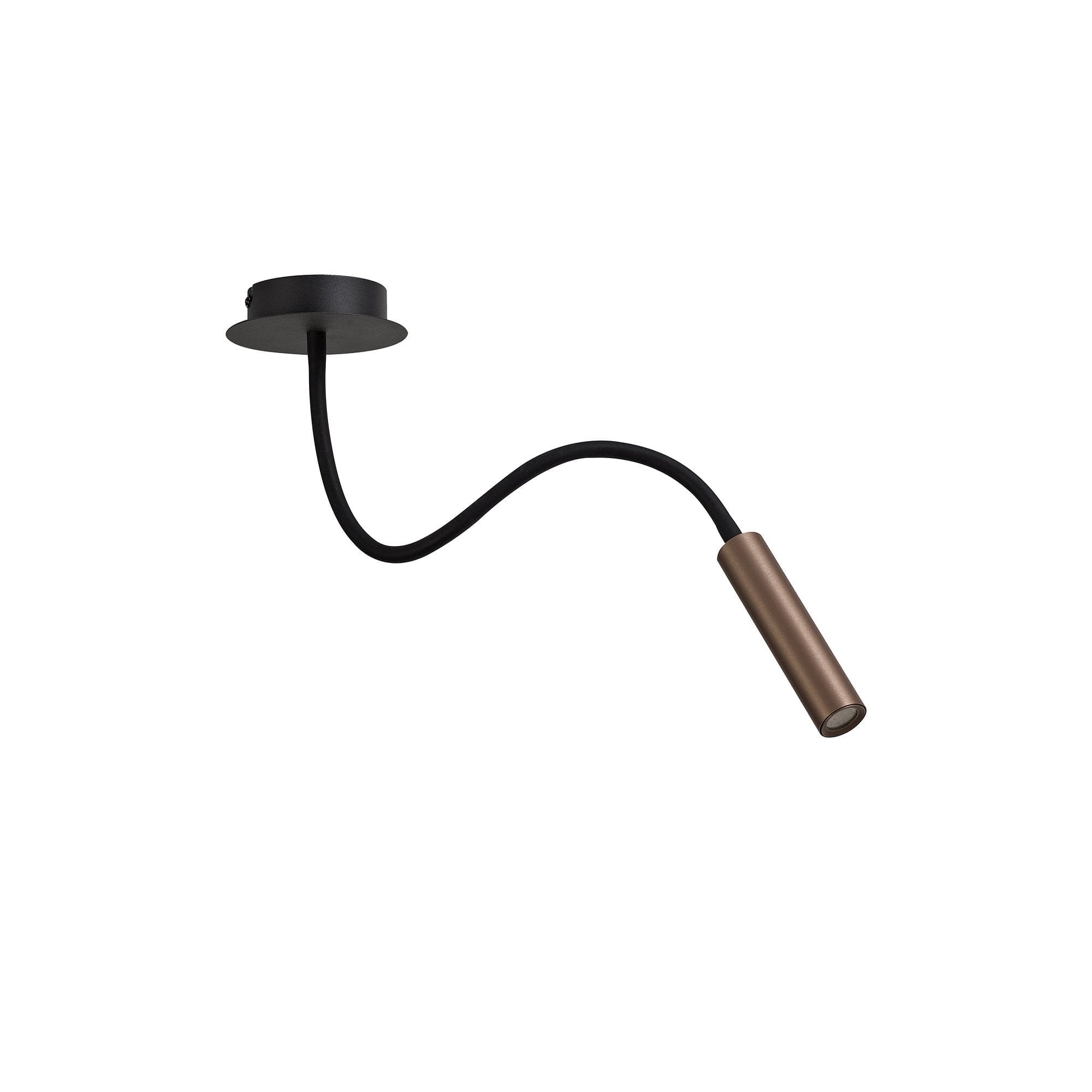 Ceiling, 1 Light Adjustable Arm, 1 x 5W LED, 3000K, 310lm, Black/Satin Copper, 3yrs Warranty