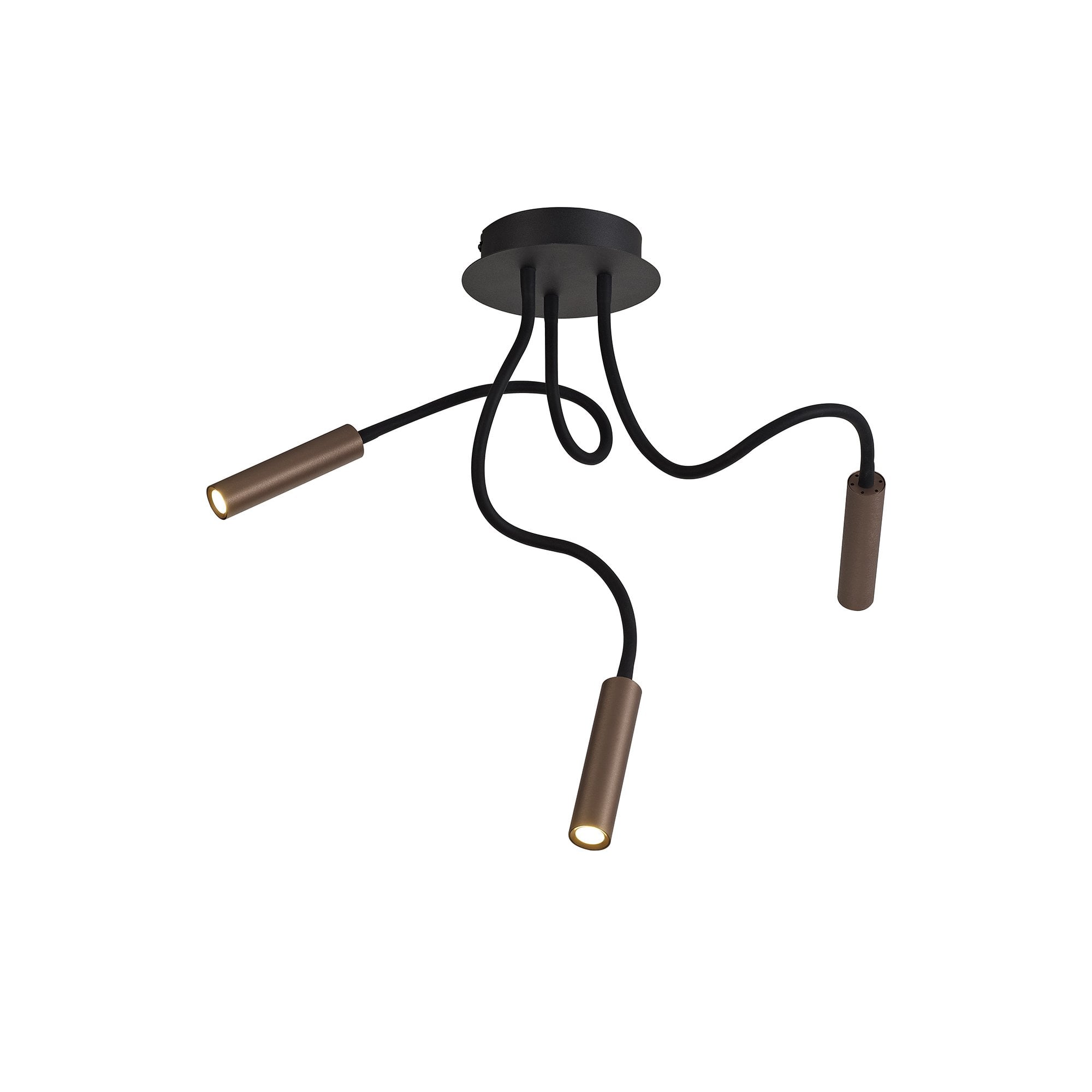 Ceiling, 3 Light Adjustable Arms, 3 x 5W LED Dimmable, 3000K, 930lm, Black/Satin Copper, 3yrs Warranty