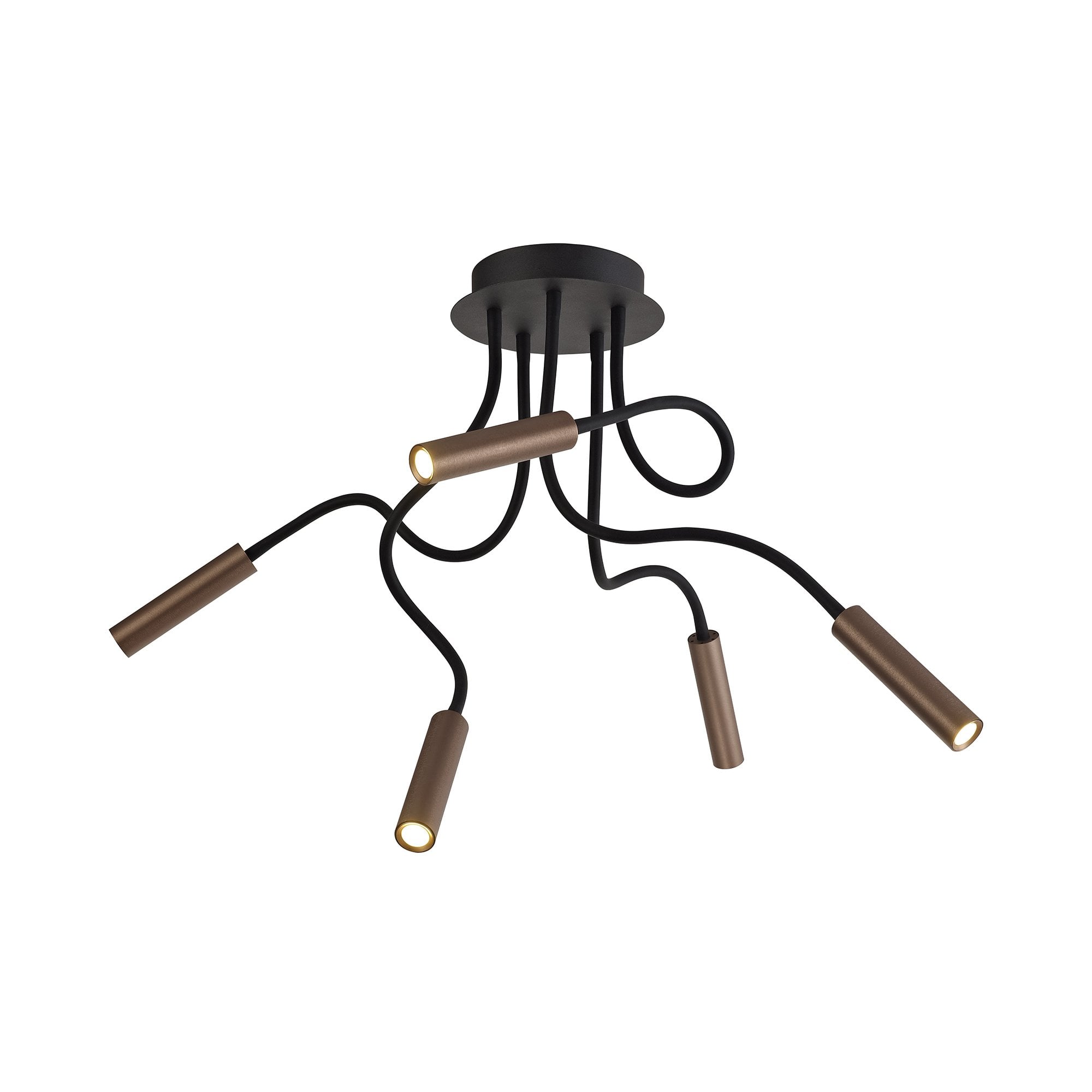 Ceiling, 5 Light Adjustable Arms, 5 x 5W LED Dimmable, 3000K, 1550lm, Black/Satin Copper, 3yrs Warranty